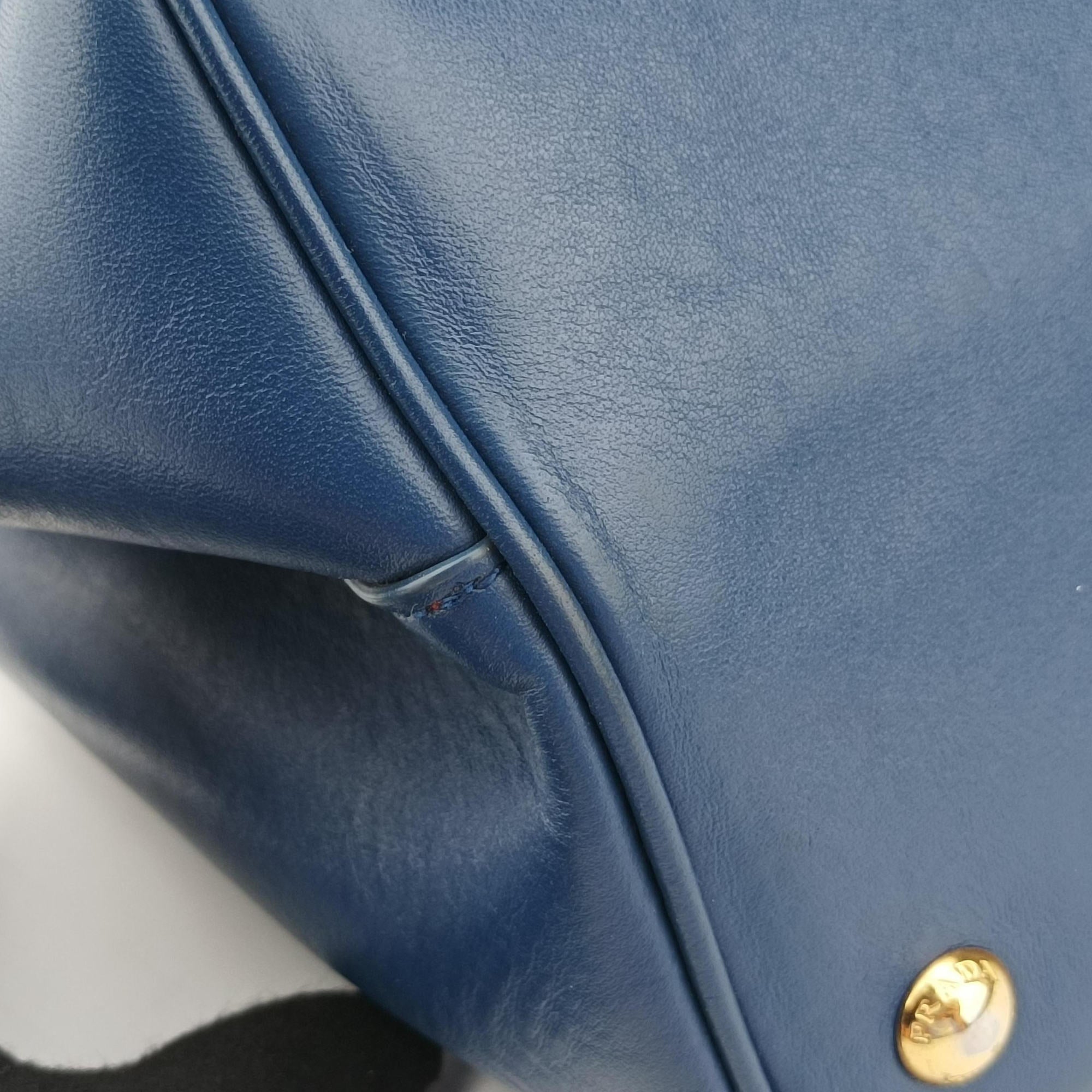 Vintage Prada Double Cuir Blue SAFFIANO Leather B2756T handbag | stylenewstar