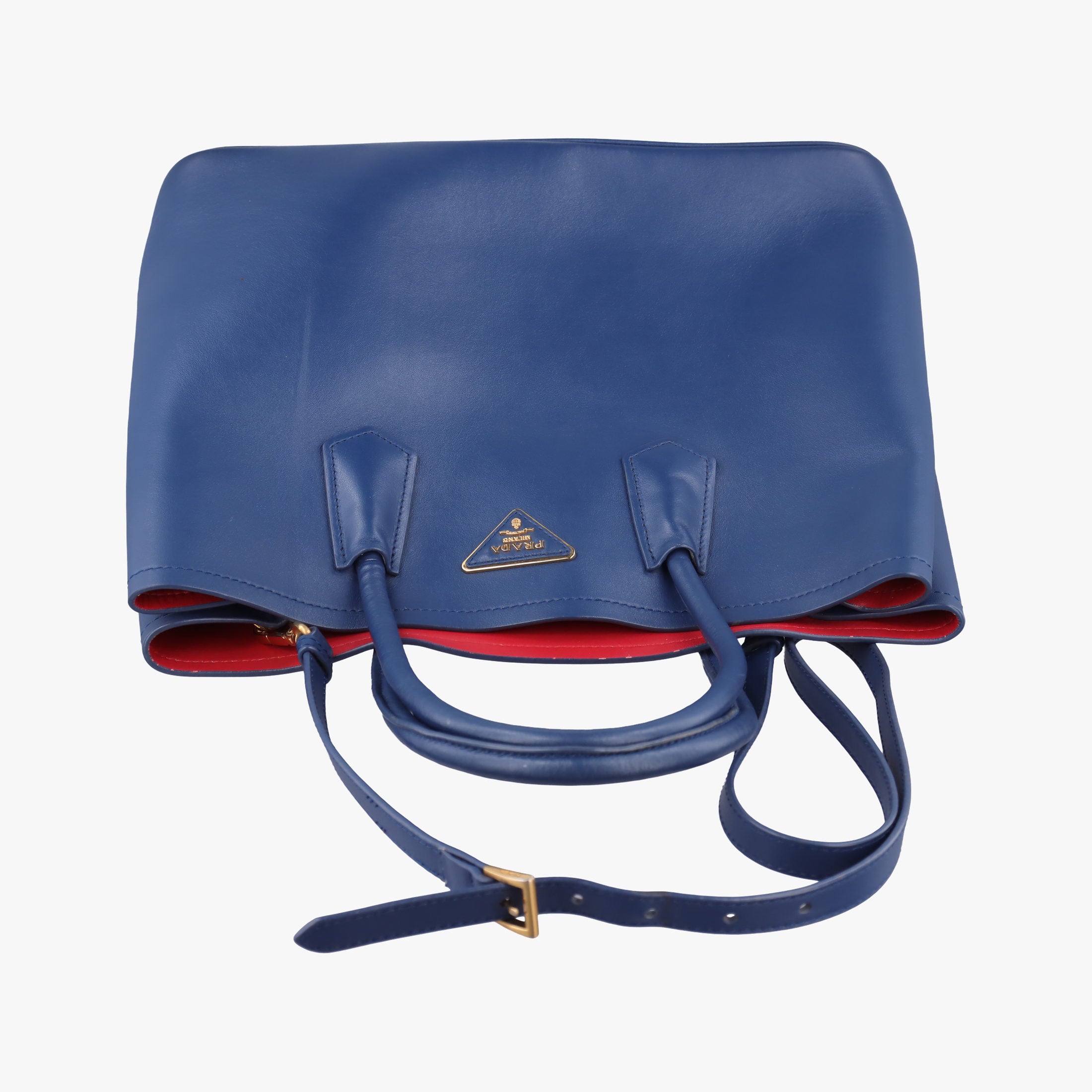 Vintage Prada Double Cuir Blue SAFFIANO Leather B2756T handbag | stylenewstar