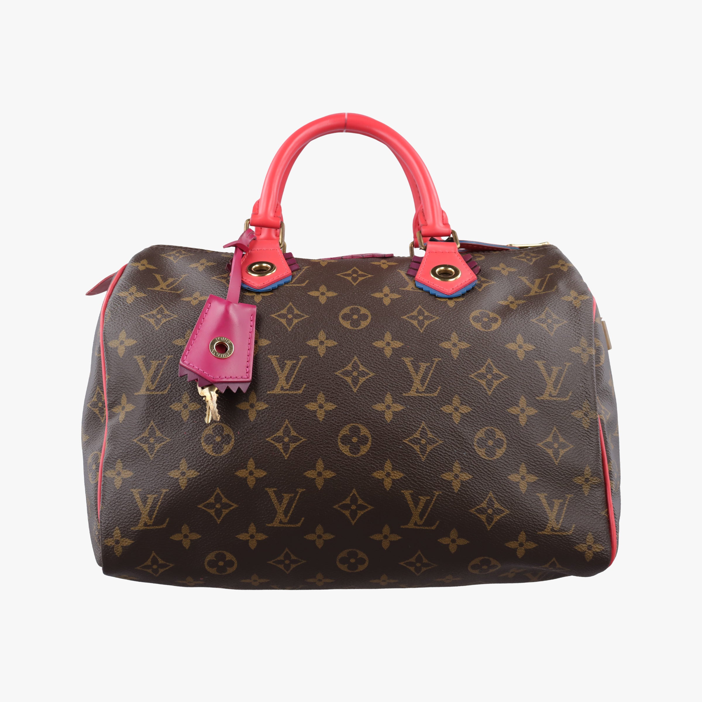 Pre-owned Louis Vuitton SPEEDY30 brown×Flamingo Monogram Totem M41665 handbag | stylenewstar