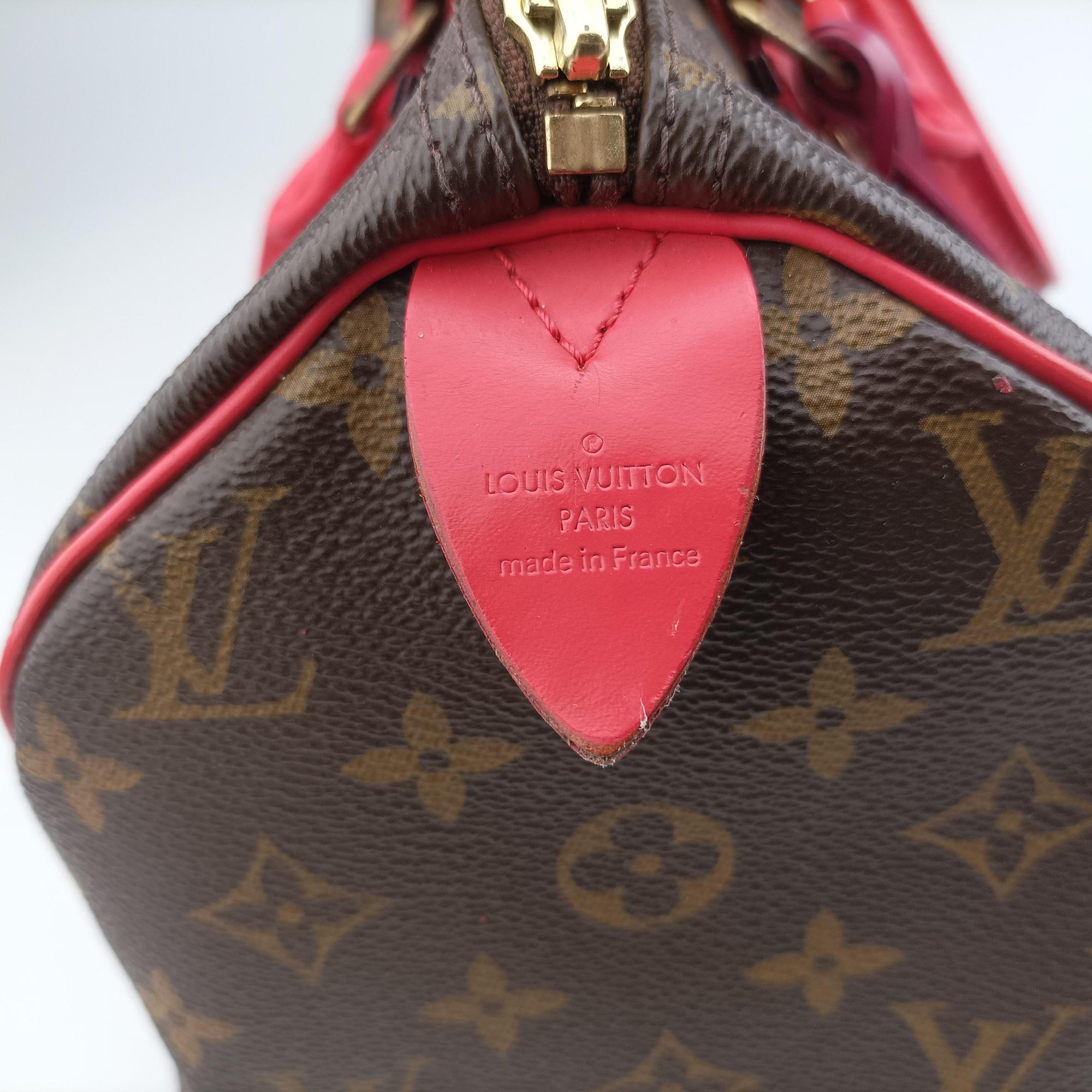Pre-owned Louis Vuitton SPEEDY30 brown×Flamingo Monogram Totem M41665 handbag | stylenewstar