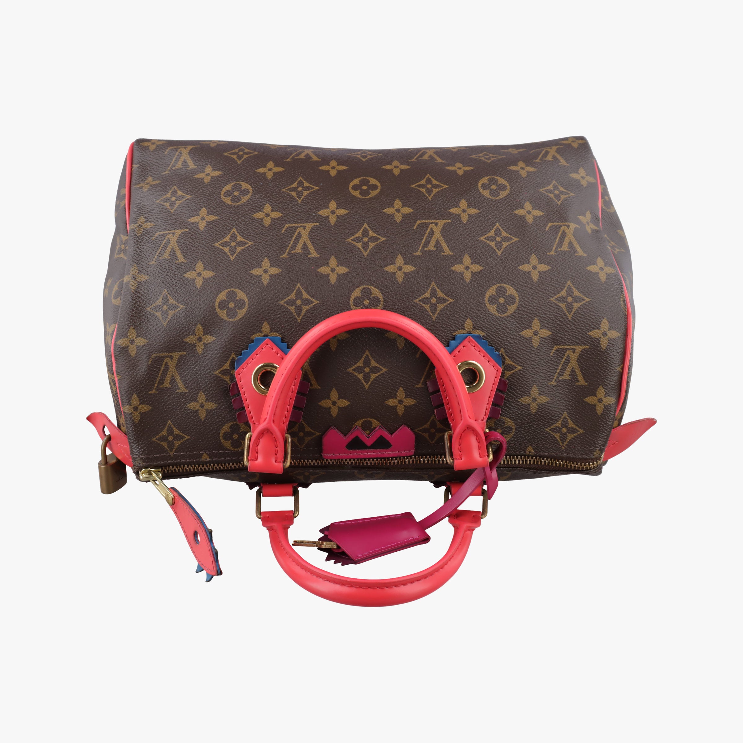 Pre-owned Louis Vuitton SPEEDY30 brown×Flamingo Monogram Totem M41665 handbag | stylenewstar