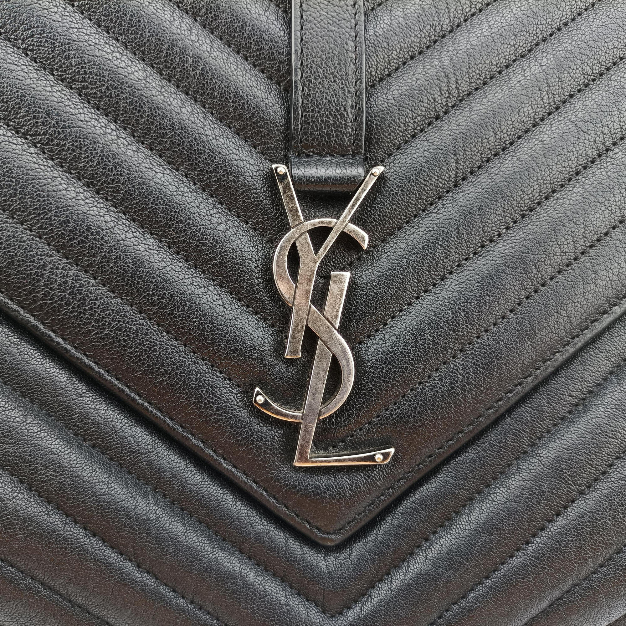 Pre-owned Yves Saint Laurent COLLEGE Black Leather 487212 shoulderbag | stylenewstar