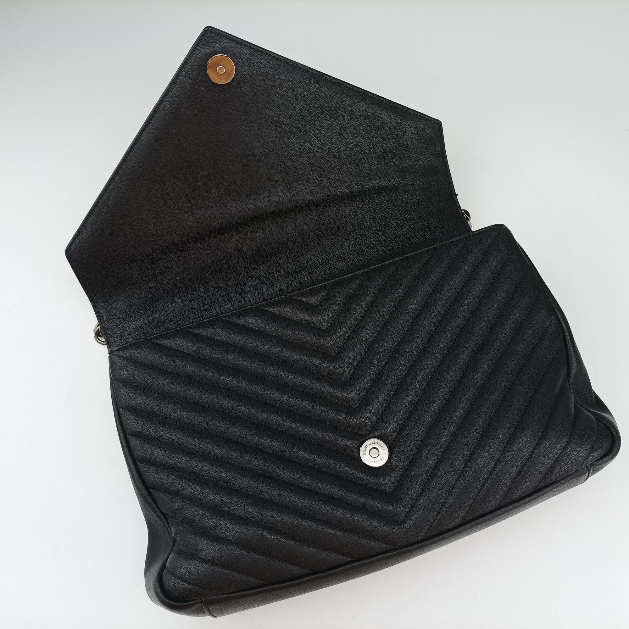 Pre-owned Yves Saint Laurent COLLEGE Black Leather 487212 shoulderbag | stylenewstar