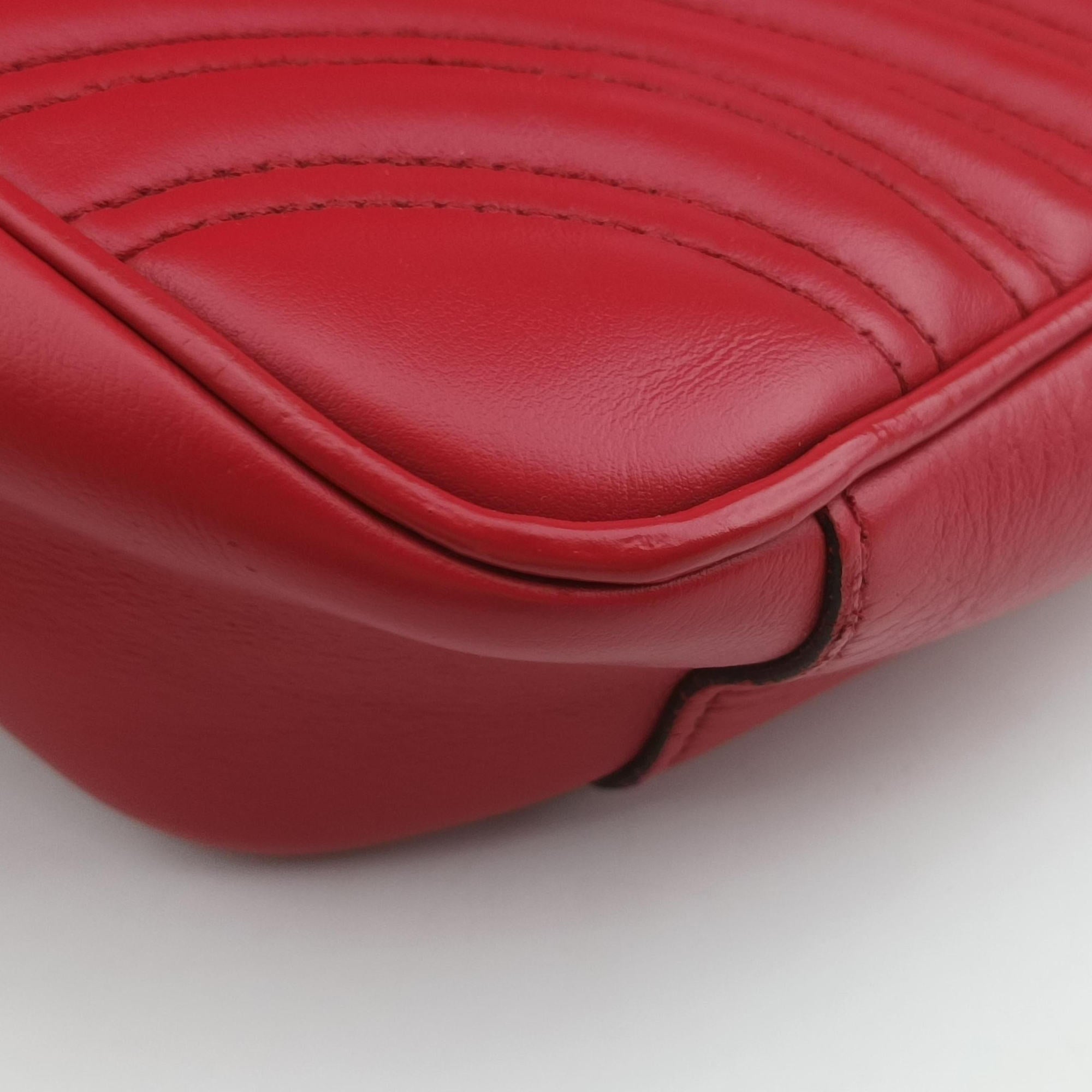 Pre-owned Gucci GG Marmont Red Leather 443497 shoulderbag | stylenewstar