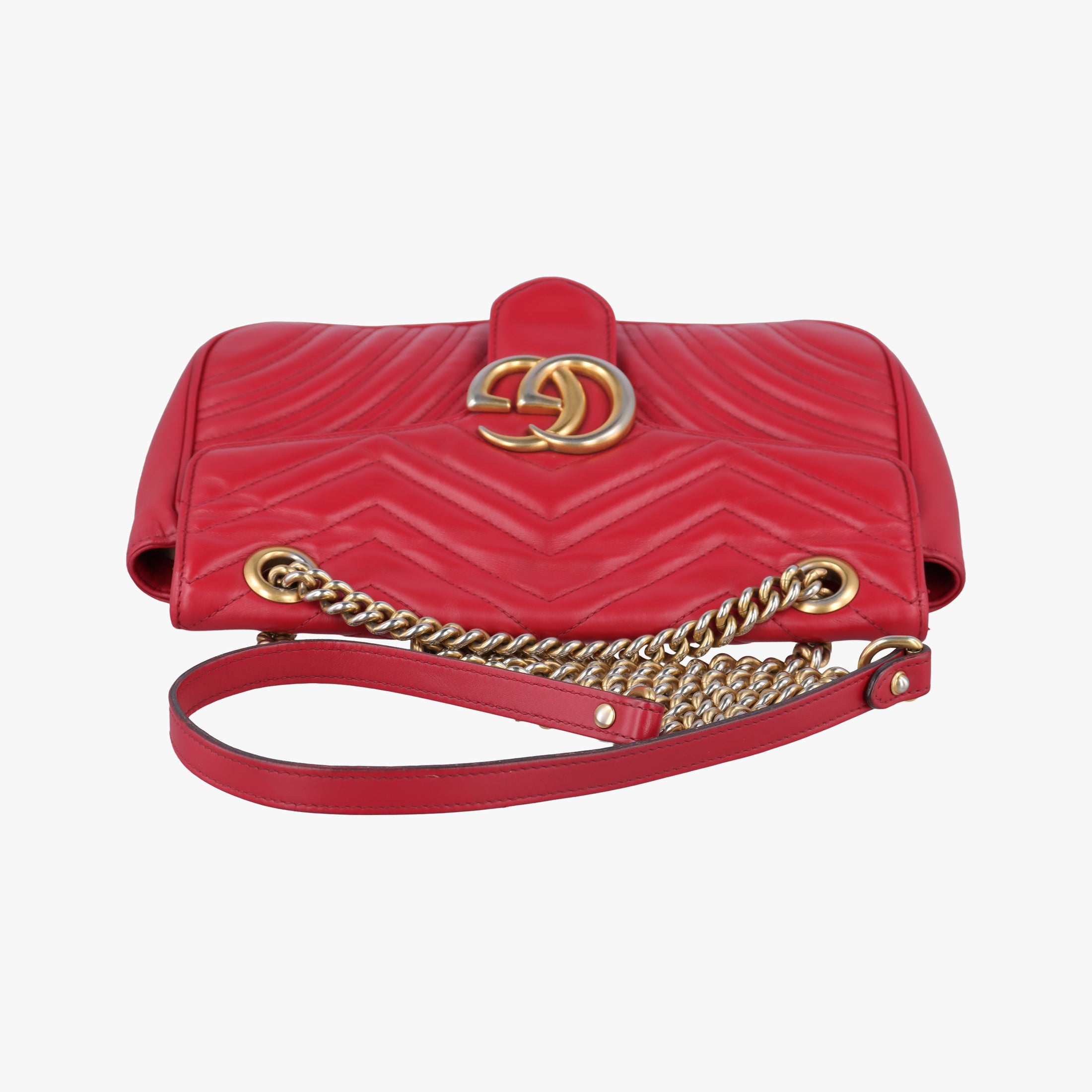 Pre-owned Gucci GG Marmont Red Leather 443497 shoulderbag | stylenewstar