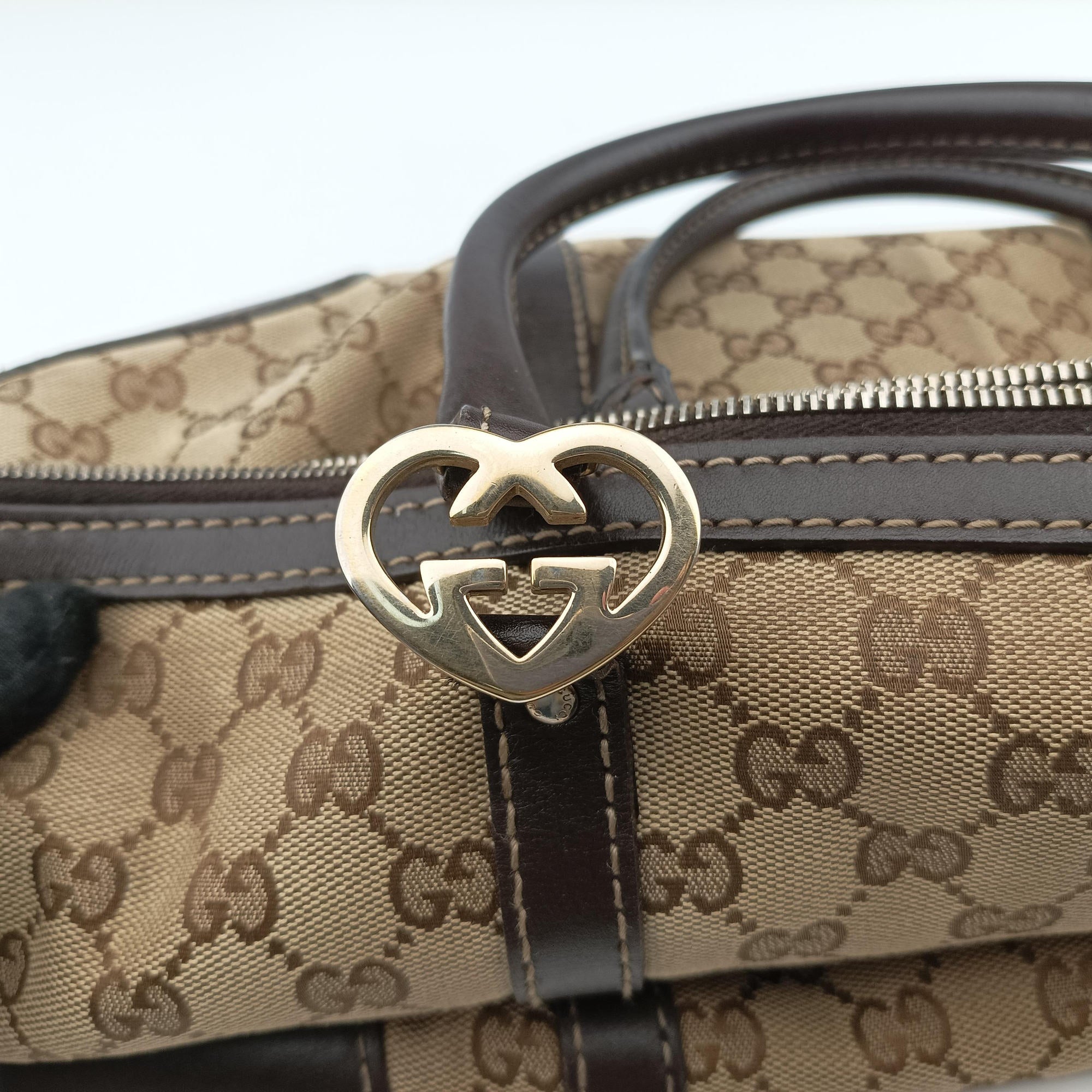 Secondhand Gucci Lovely Brown GG canvas×leatherGG 257068 handbag | stylenewstar