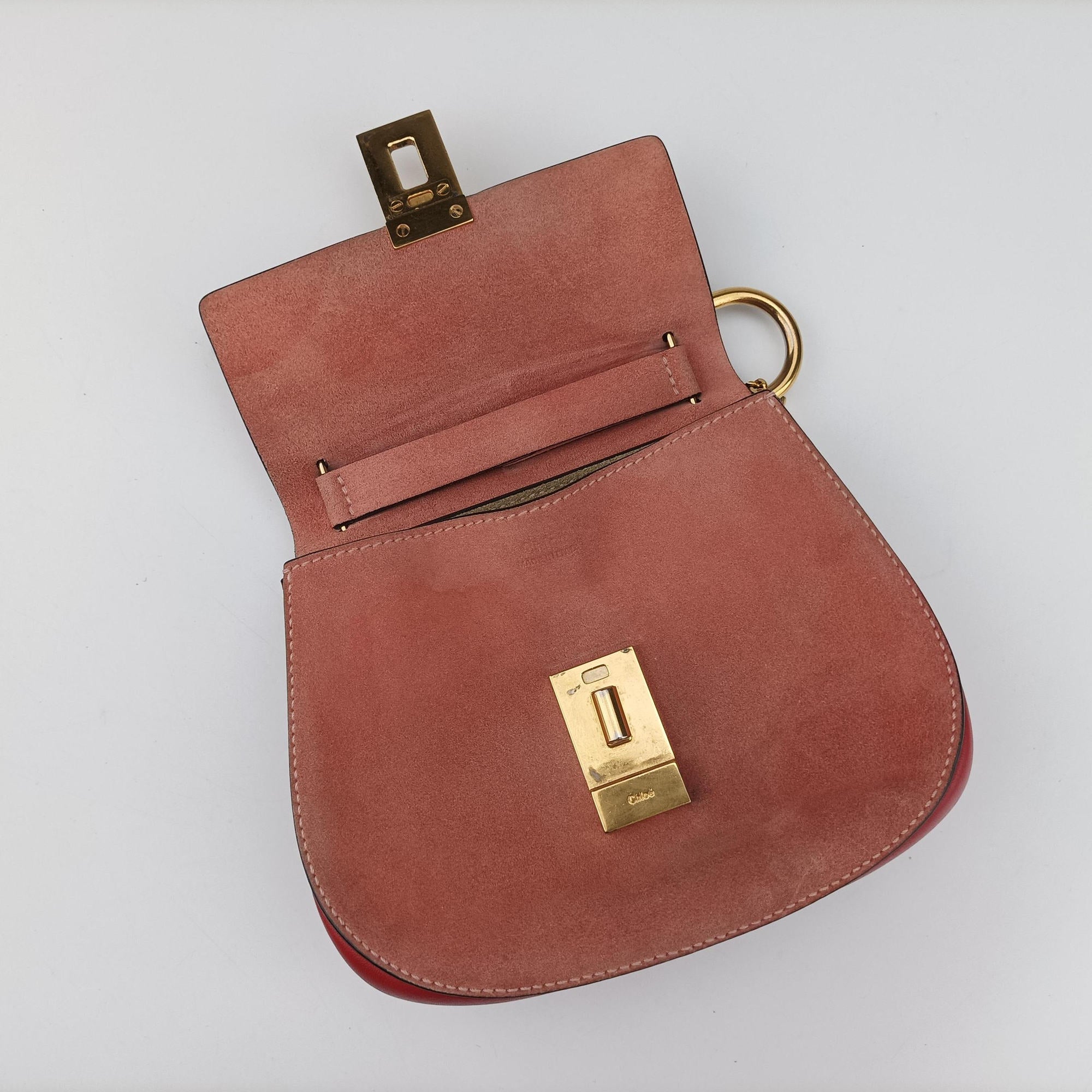 Pre-owned Chloe DREW Red×Pink Leather×suede  shoulderbag | stylenewstar