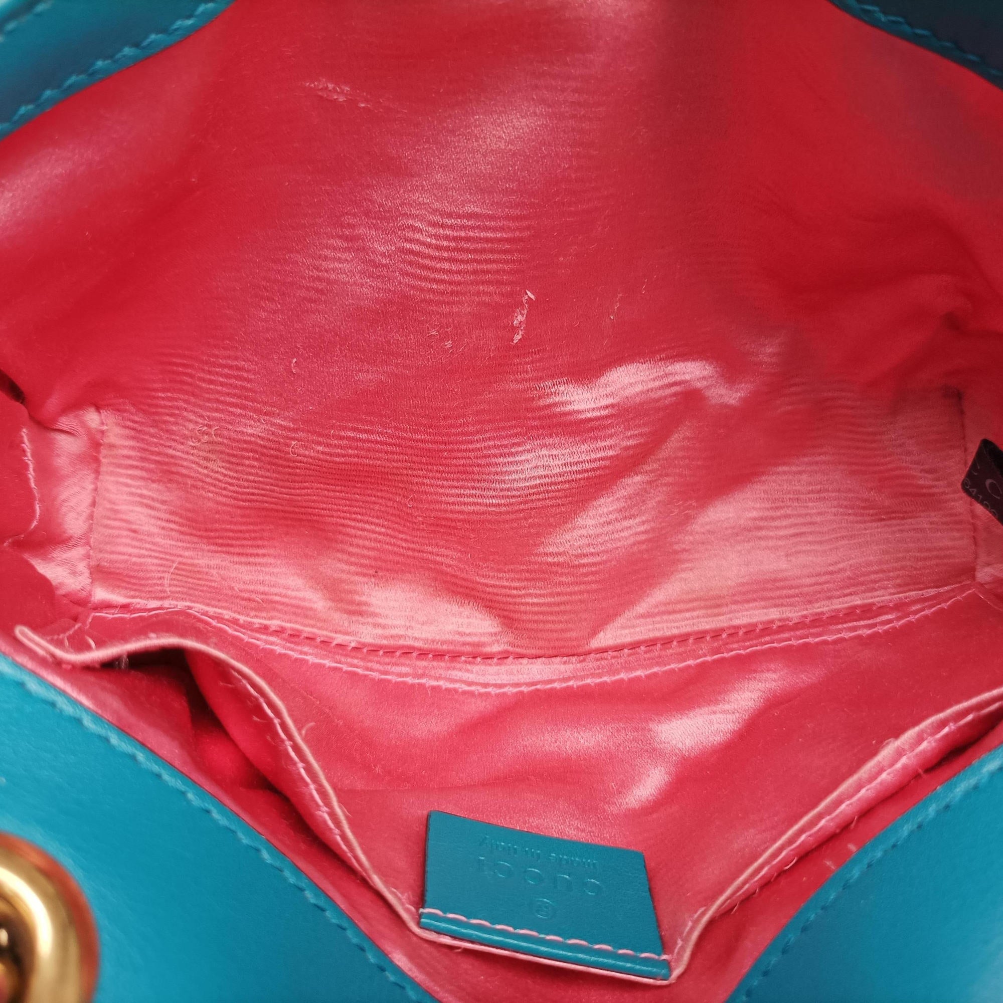 Pre-owned Gucci GG Marmont Blue velour 446744 shoulderbag | stylenewstar