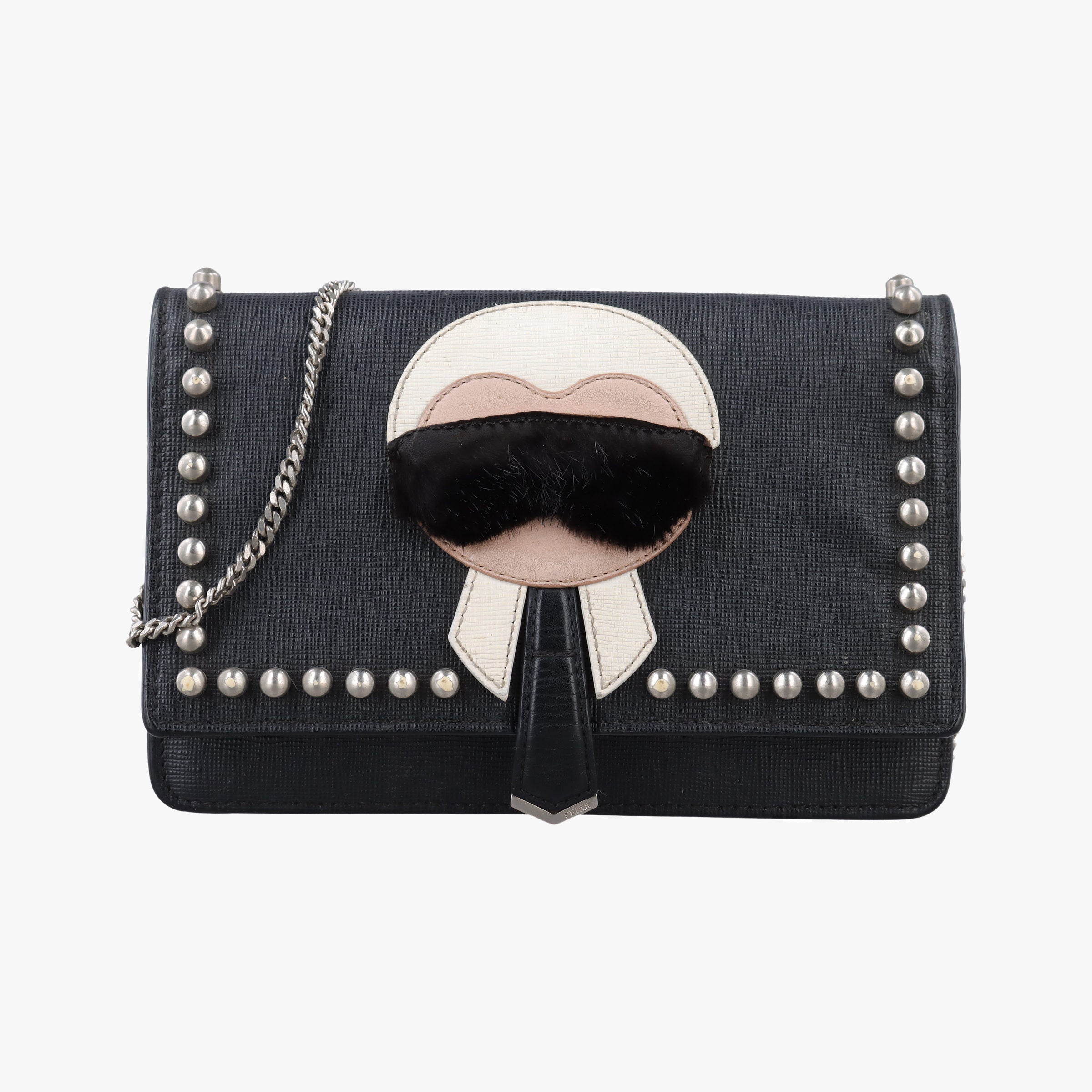 Vintage Fendi Monster Eyes Tube Black Leather 8M0346 shoulderbag | stylenewstar