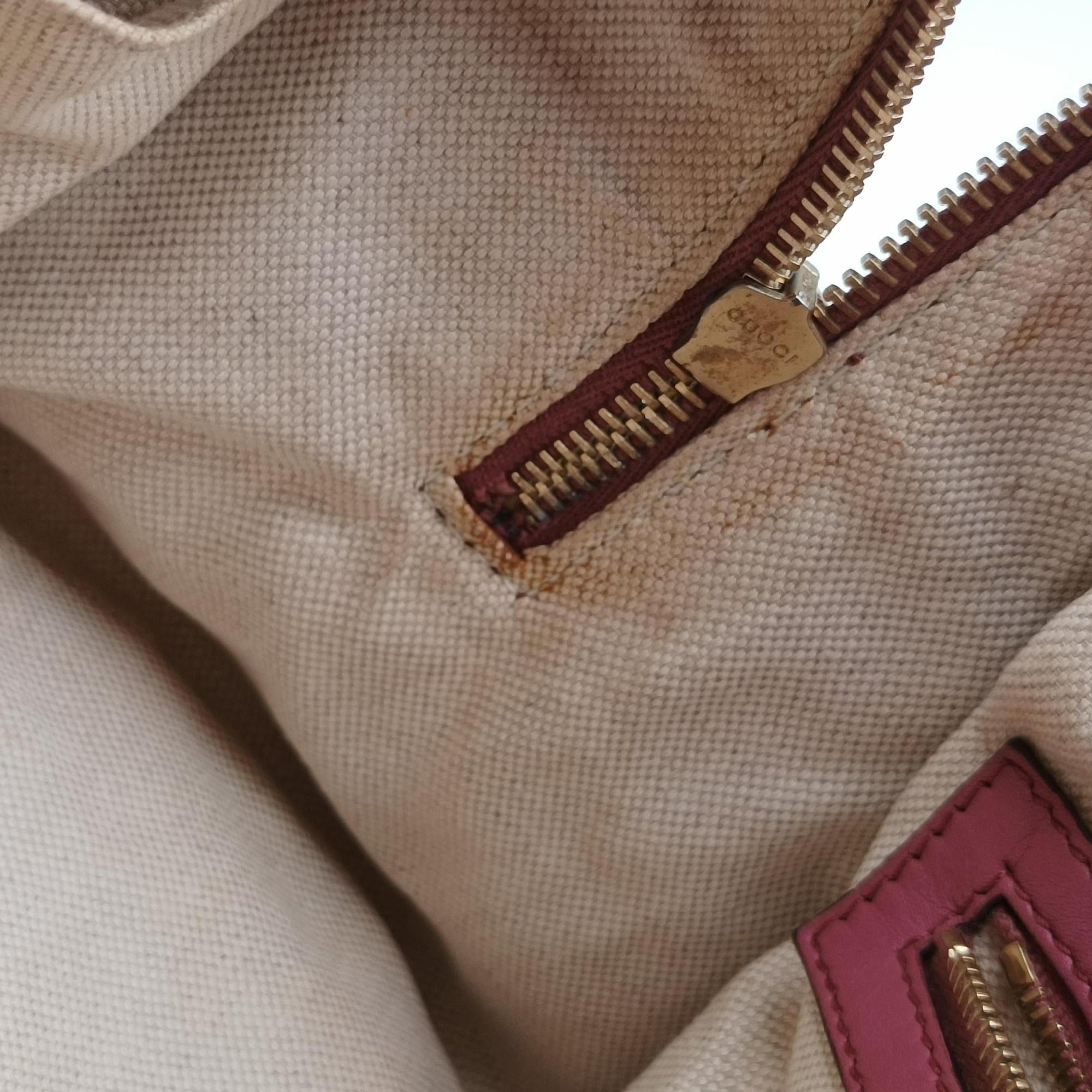 Pre-owned Gucci Guccissima Trim Web Joy Pink Leather 269876 bostonbag | stylenewstar