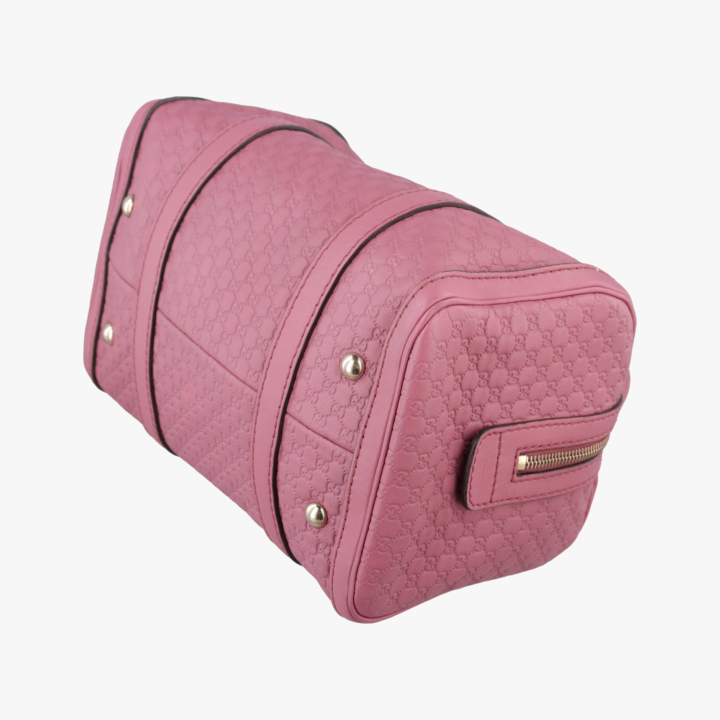 Pre-owned Gucci Guccissima Trim Web Joy Pink Leather 269876 bostonbag | stylenewstar