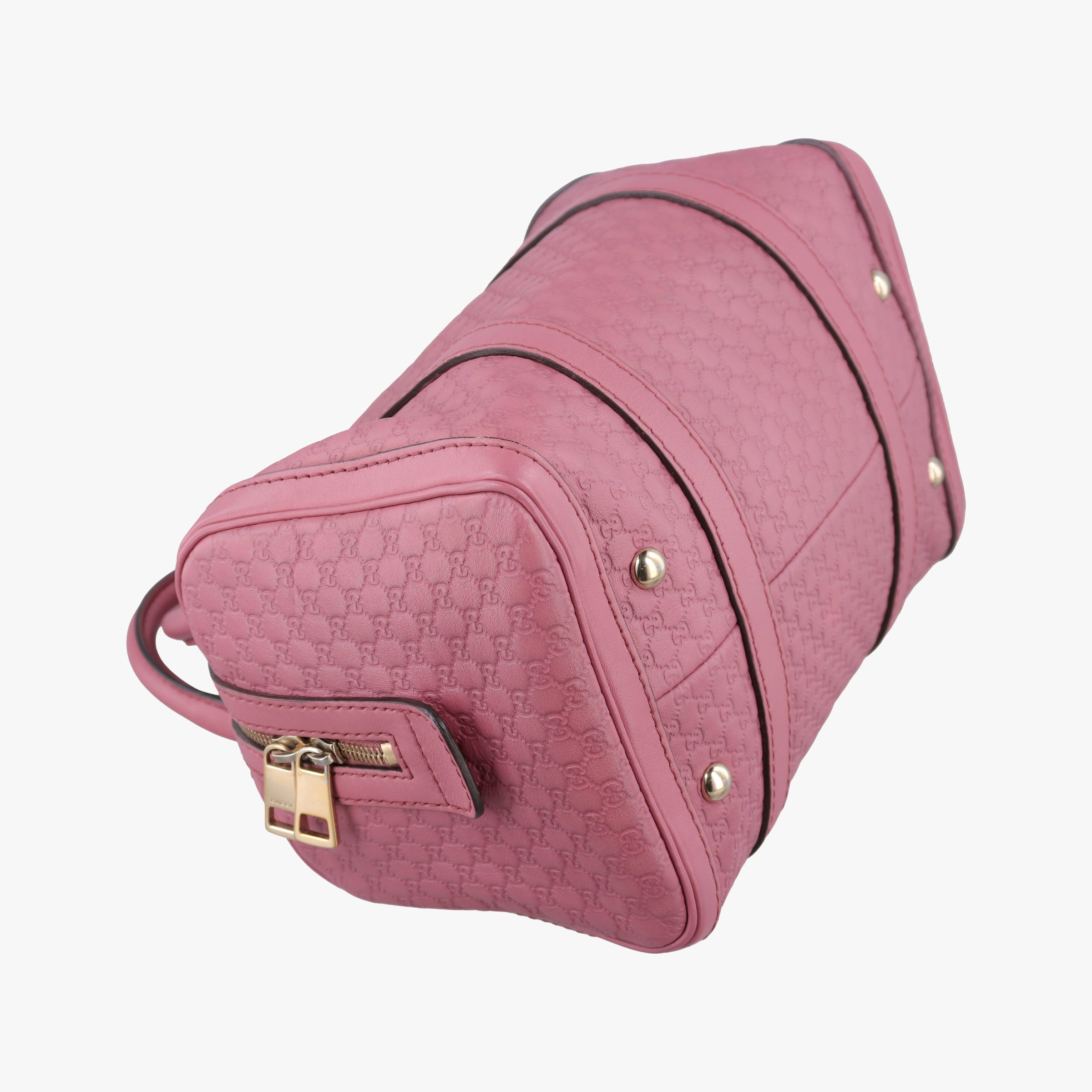 Pre-owned Gucci Guccissima Trim Web Joy Pink Leather 269876 bostonbag | stylenewstar