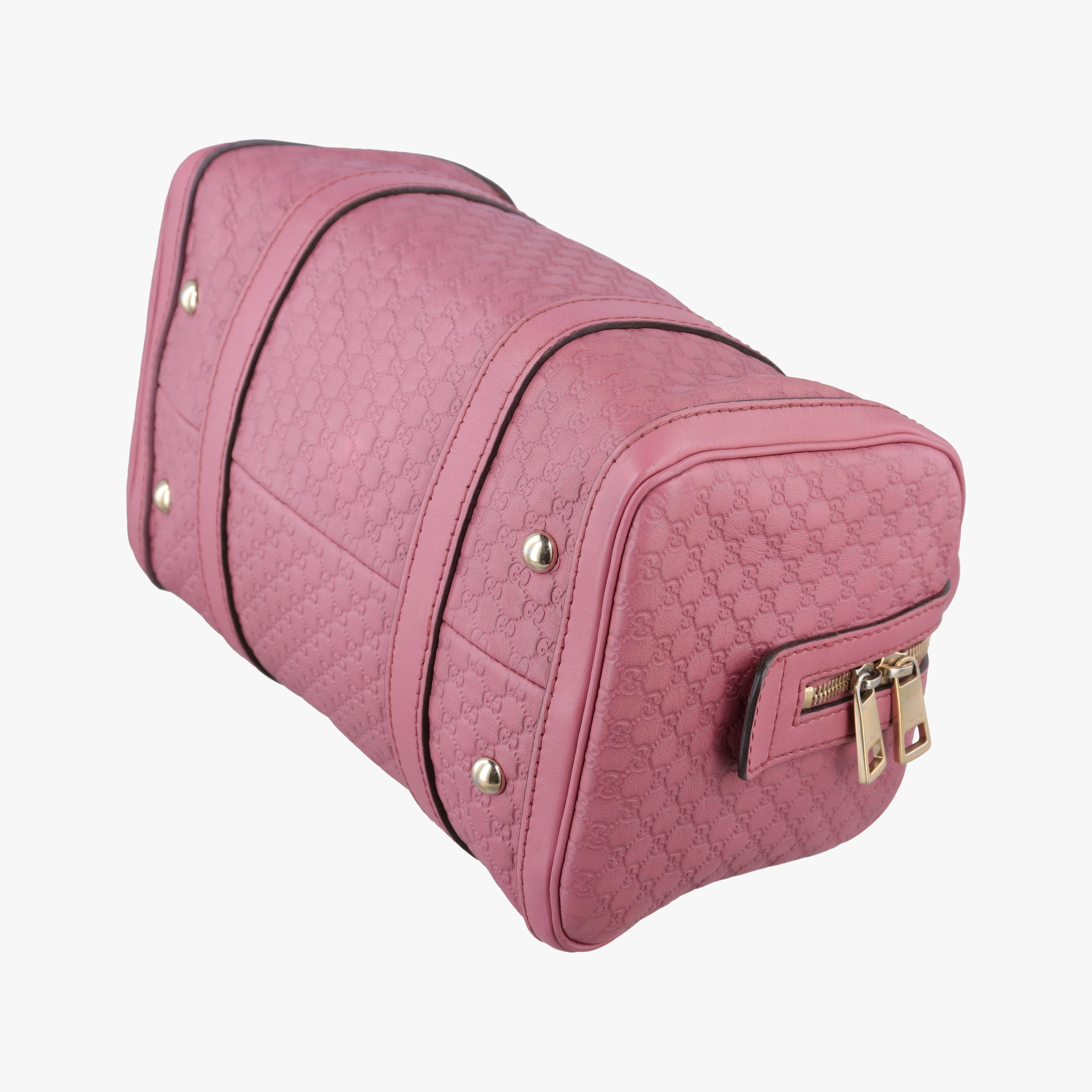 Pre-owned Gucci Guccissima Trim Web Joy Pink Leather 269876 bostonbag | stylenewstar