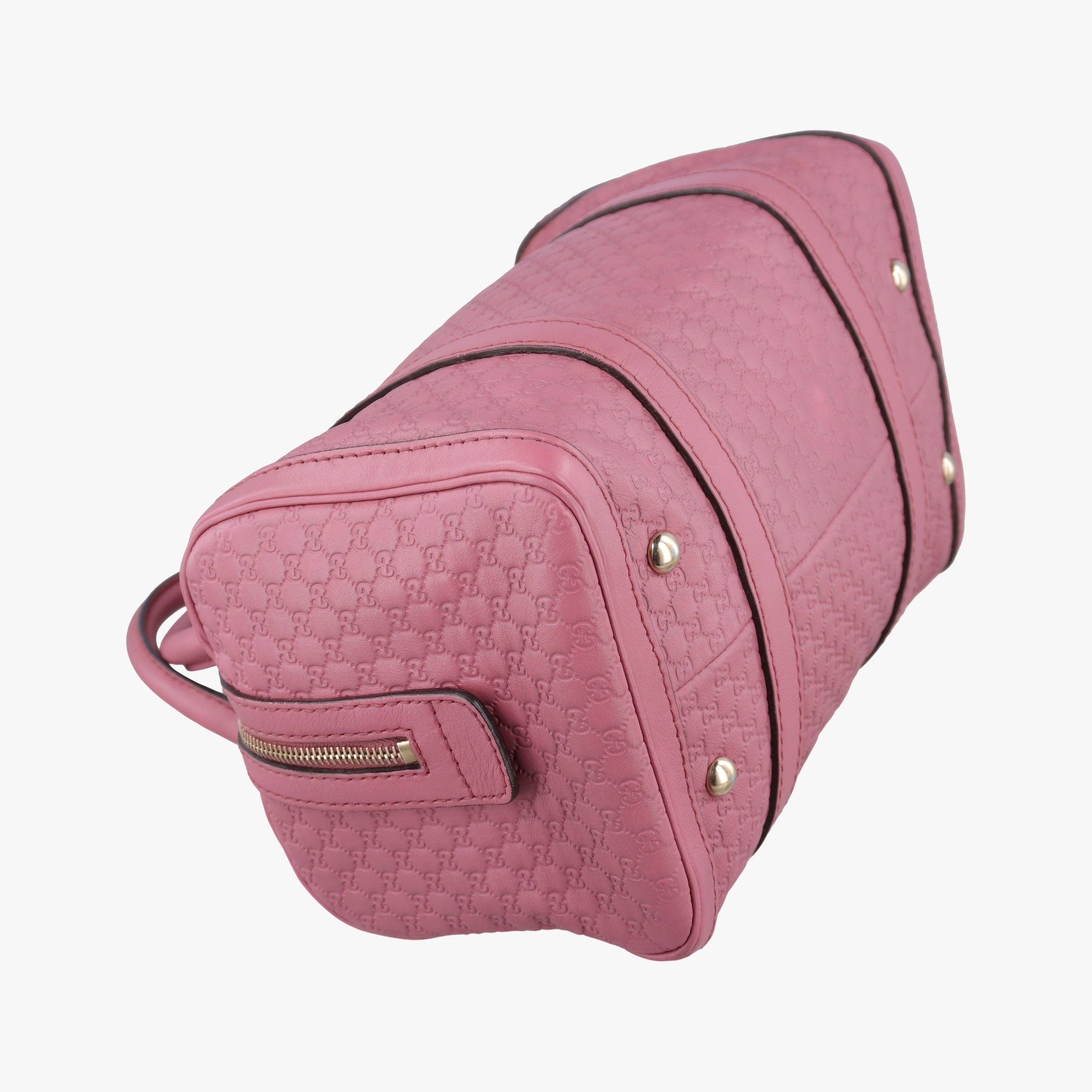 Pre-owned Gucci Guccissima Trim Web Joy Pink Leather 269876 bostonbag | stylenewstar