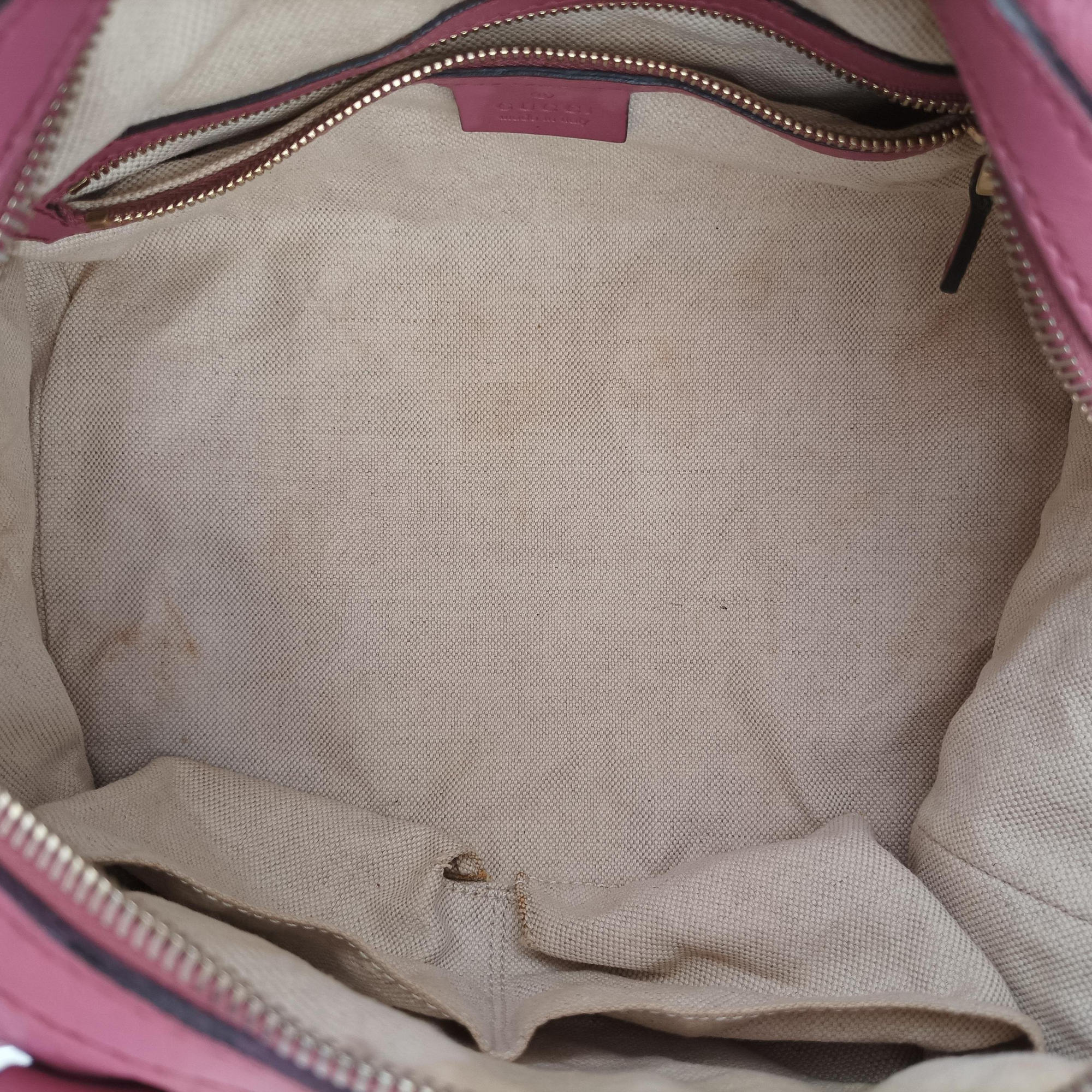 Pre-owned Gucci Guccissima Trim Web Joy Pink Leather 269876 bostonbag | stylenewstar