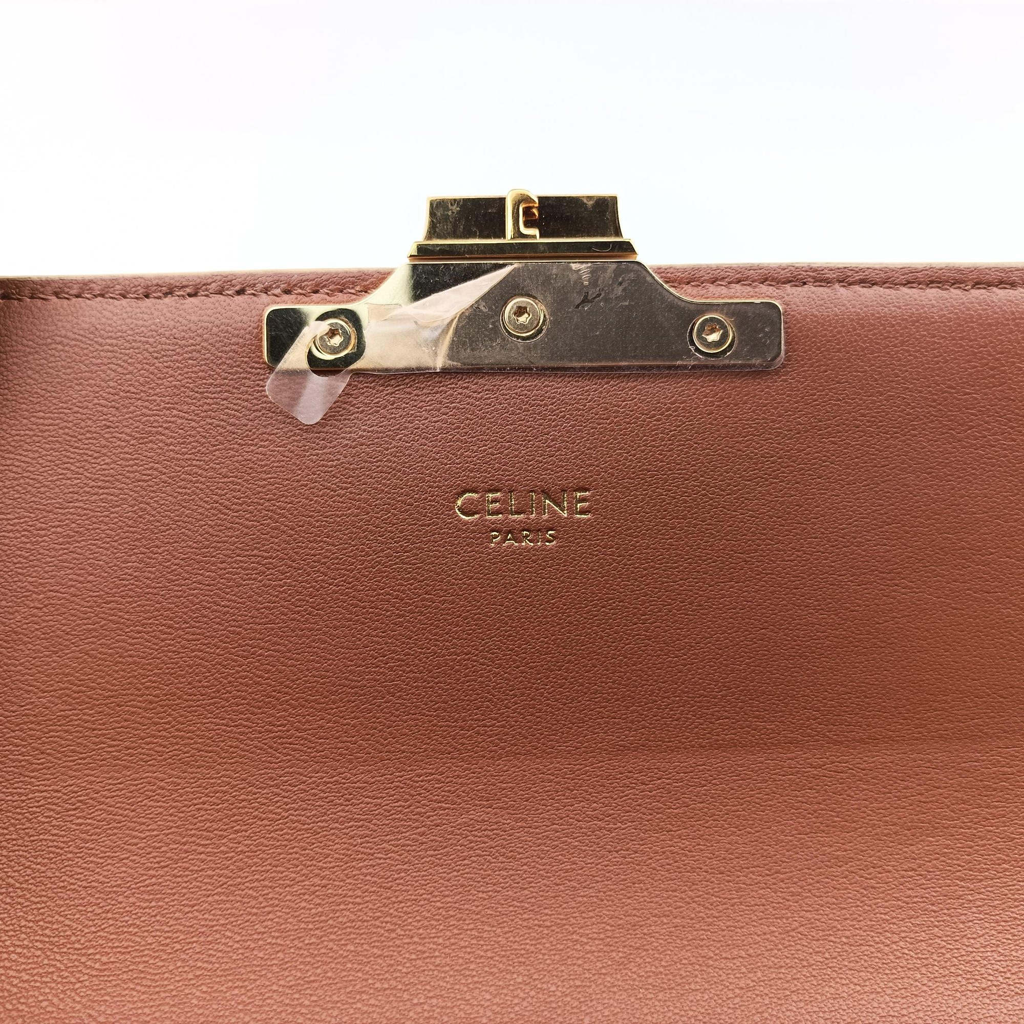 Vintage Celine Claude Triomphe white x brown PVC coated canvas x Leather  shoulderbag | stylenewstar