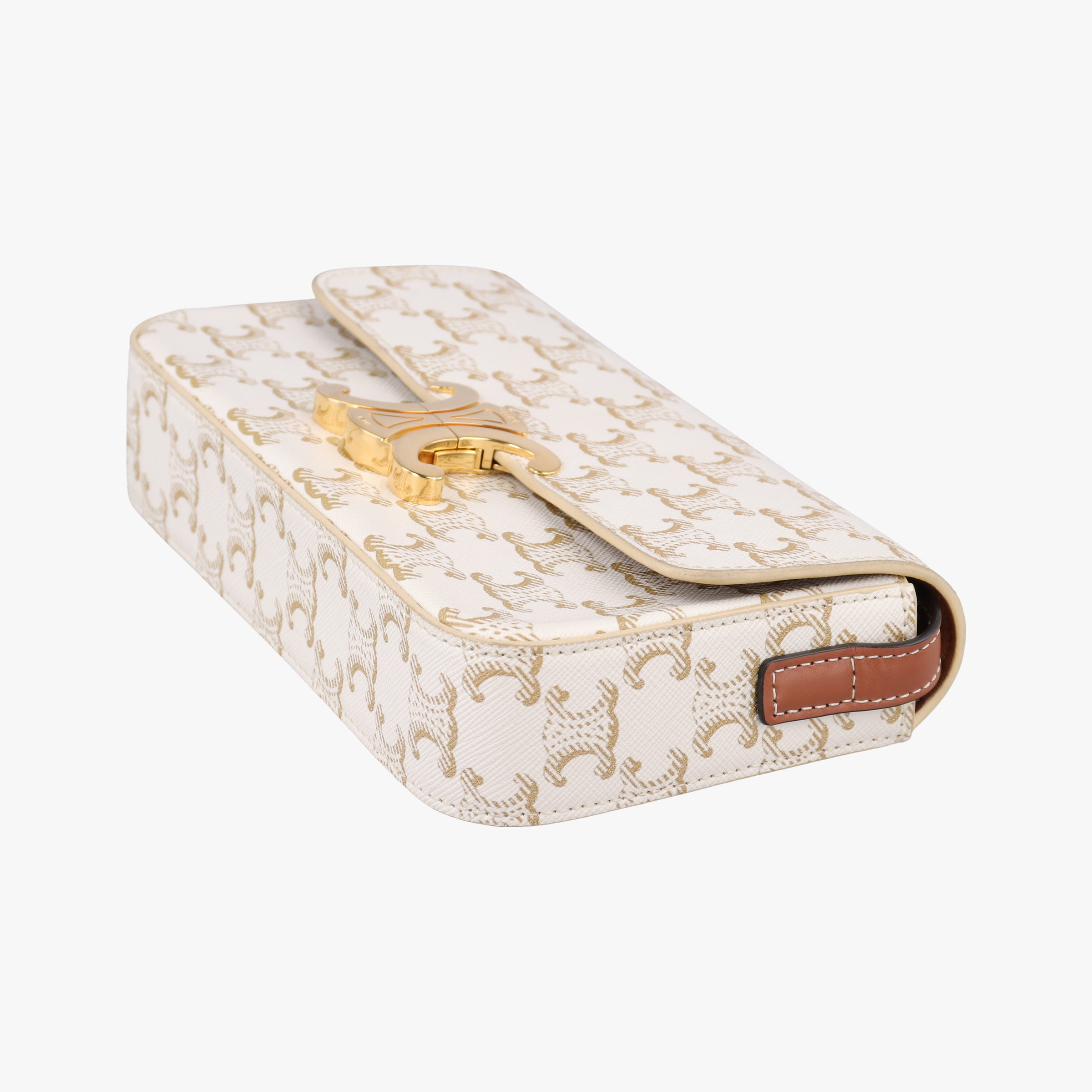 Vintage Celine Claude Triomphe white x brown PVC coated canvas x Leather  shoulderbag | stylenewstar