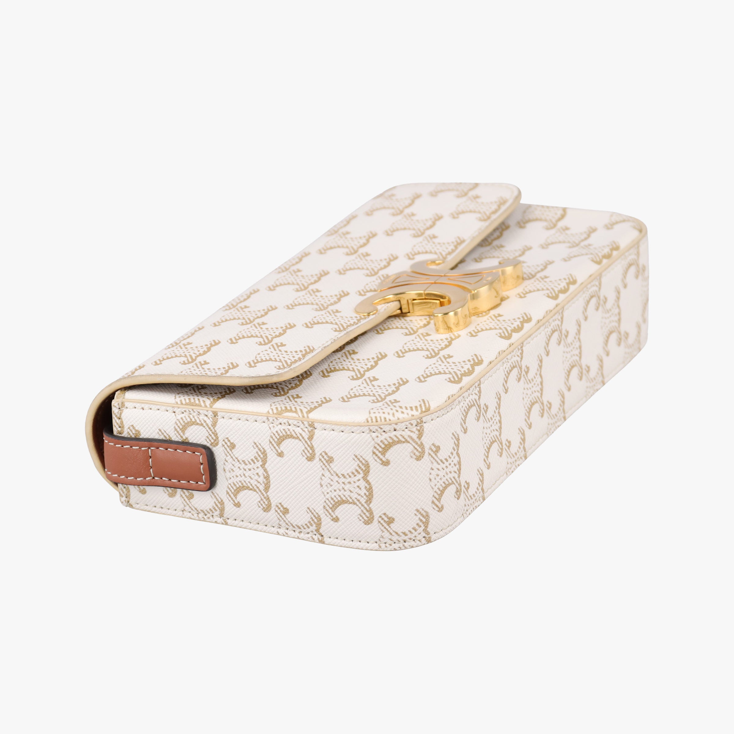 Vintage Celine Claude Triomphe white x brown PVC coated canvas x Leather  shoulderbag | stylenewstar