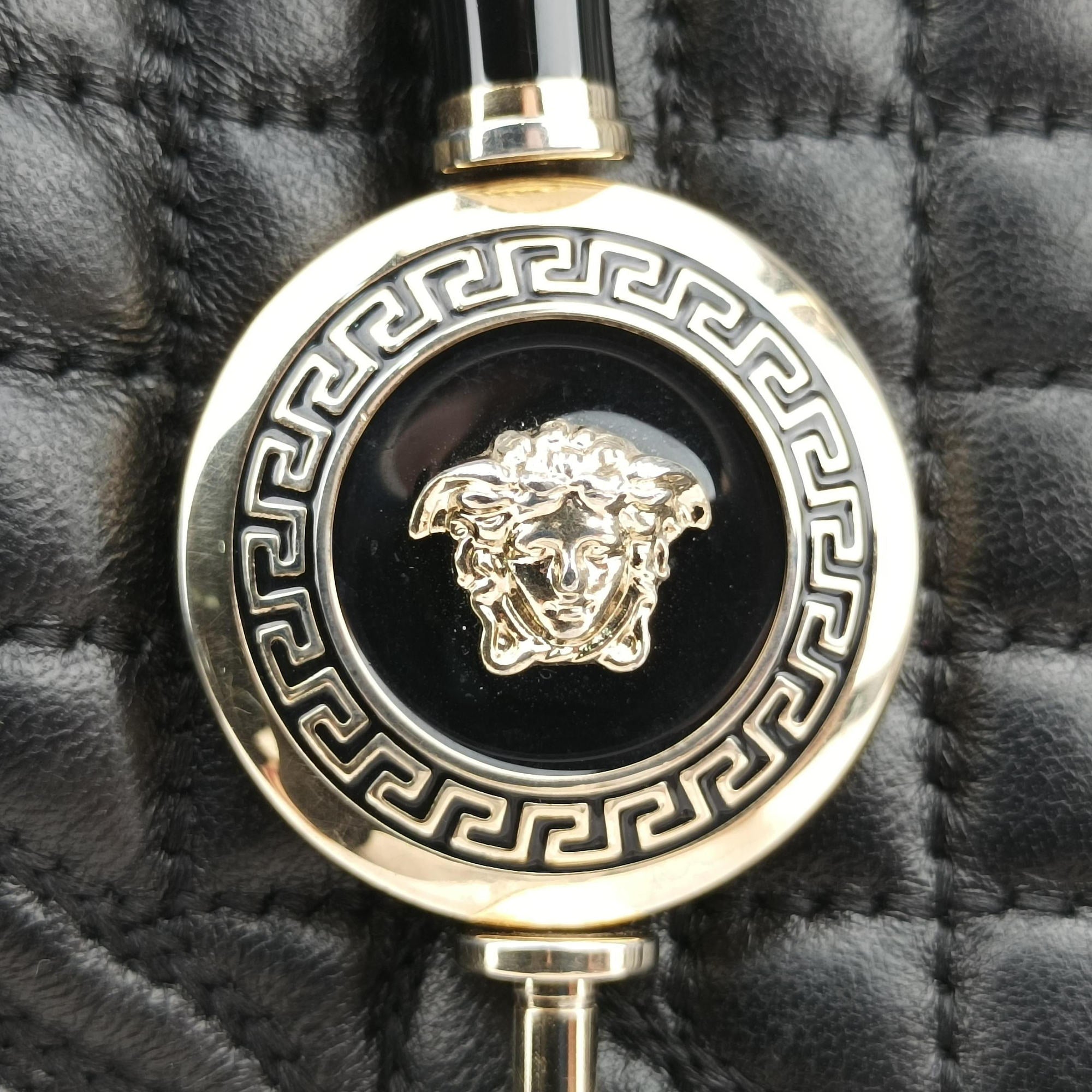 Pre-owned VERSACE Medusa Demetra Vanitas Satchel Black Leather  shoulderbag | stylenewstar