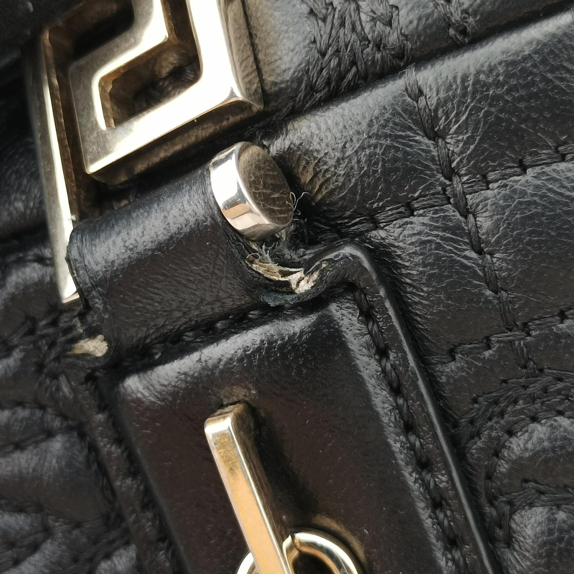 Pre-owned VERSACE Medusa Demetra Vanitas Satchel Black Leather  shoulderbag | stylenewstar