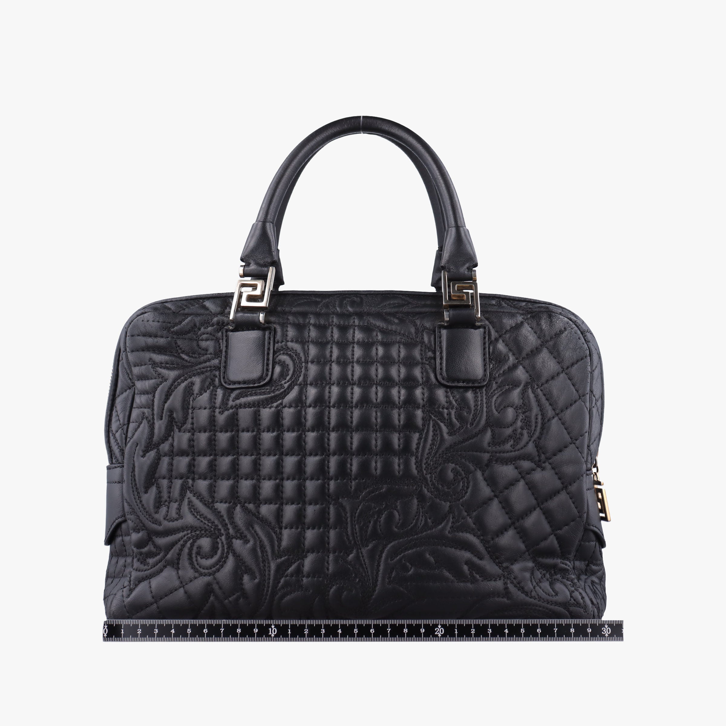 Pre-owned VERSACE Medusa Demetra Vanitas Satchel Black Leather  shoulderbag | stylenewstar