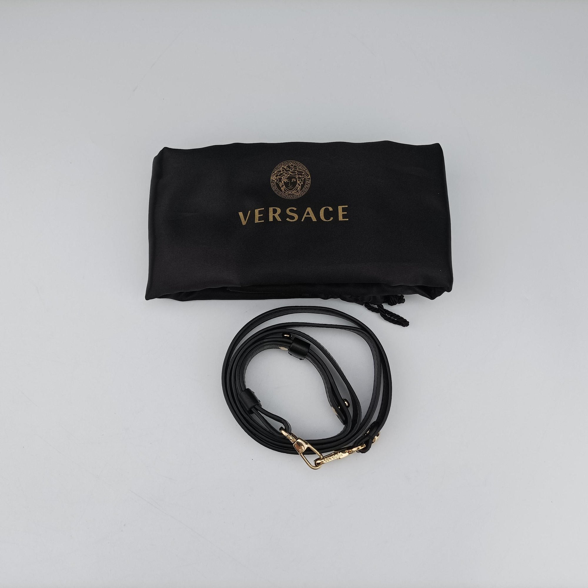 Pre-owned VERSACE Medusa Demetra Vanitas Satchel Black Leather  shoulderbag | stylenewstar