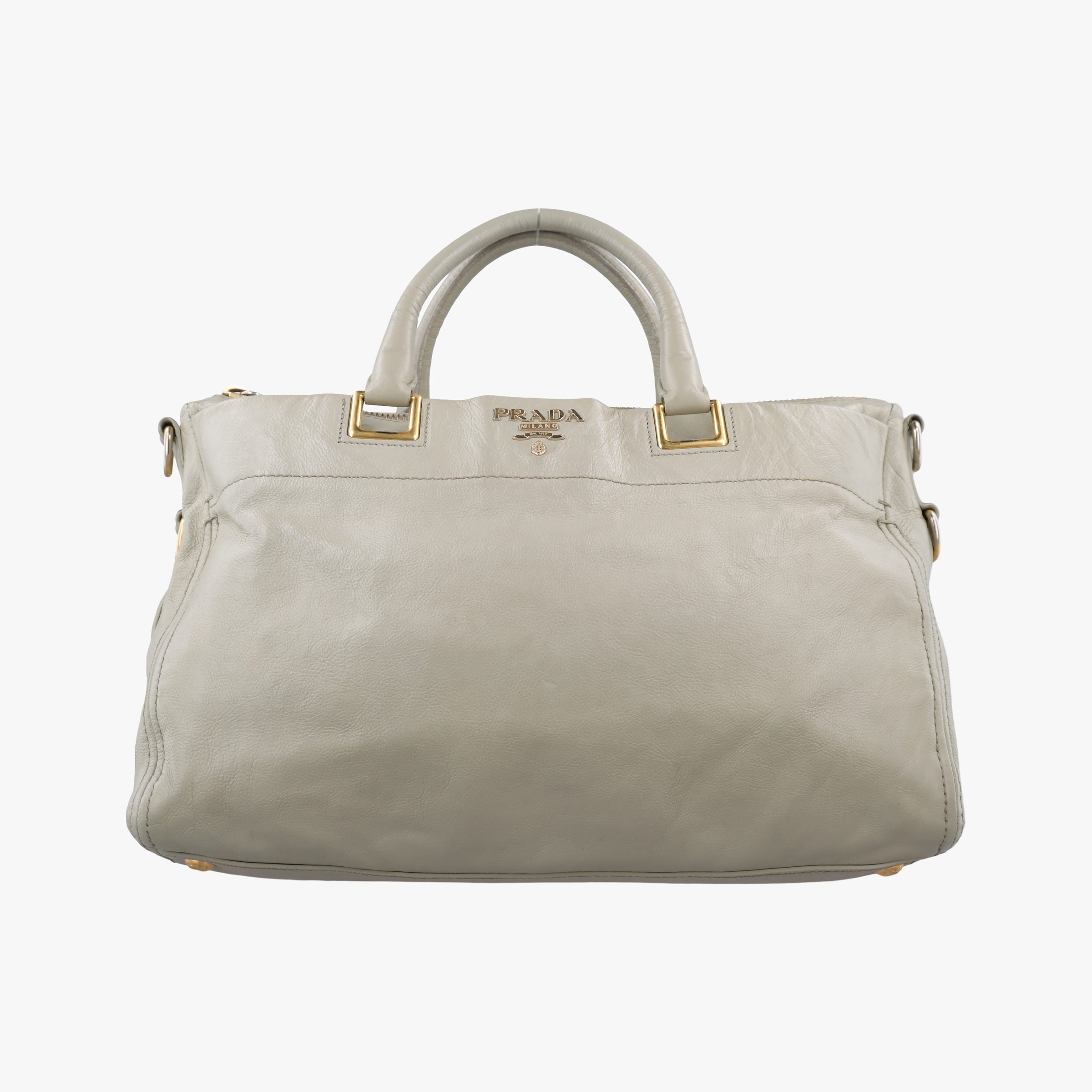 Pre-owned Prada Soft Top Gray Leather  handbag | stylenewstar
