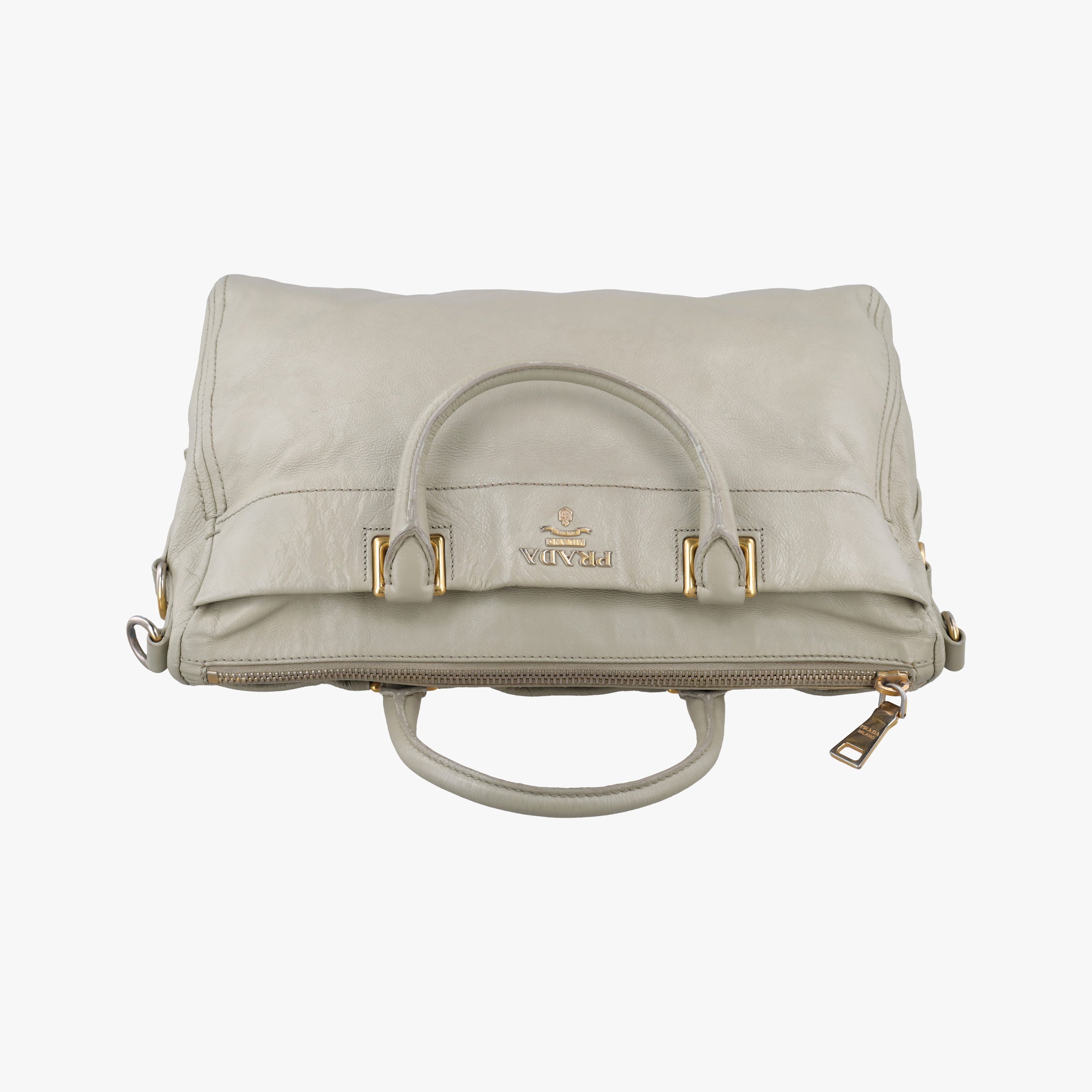 Pre-owned Prada Soft Top Gray Leather  handbag | stylenewstar