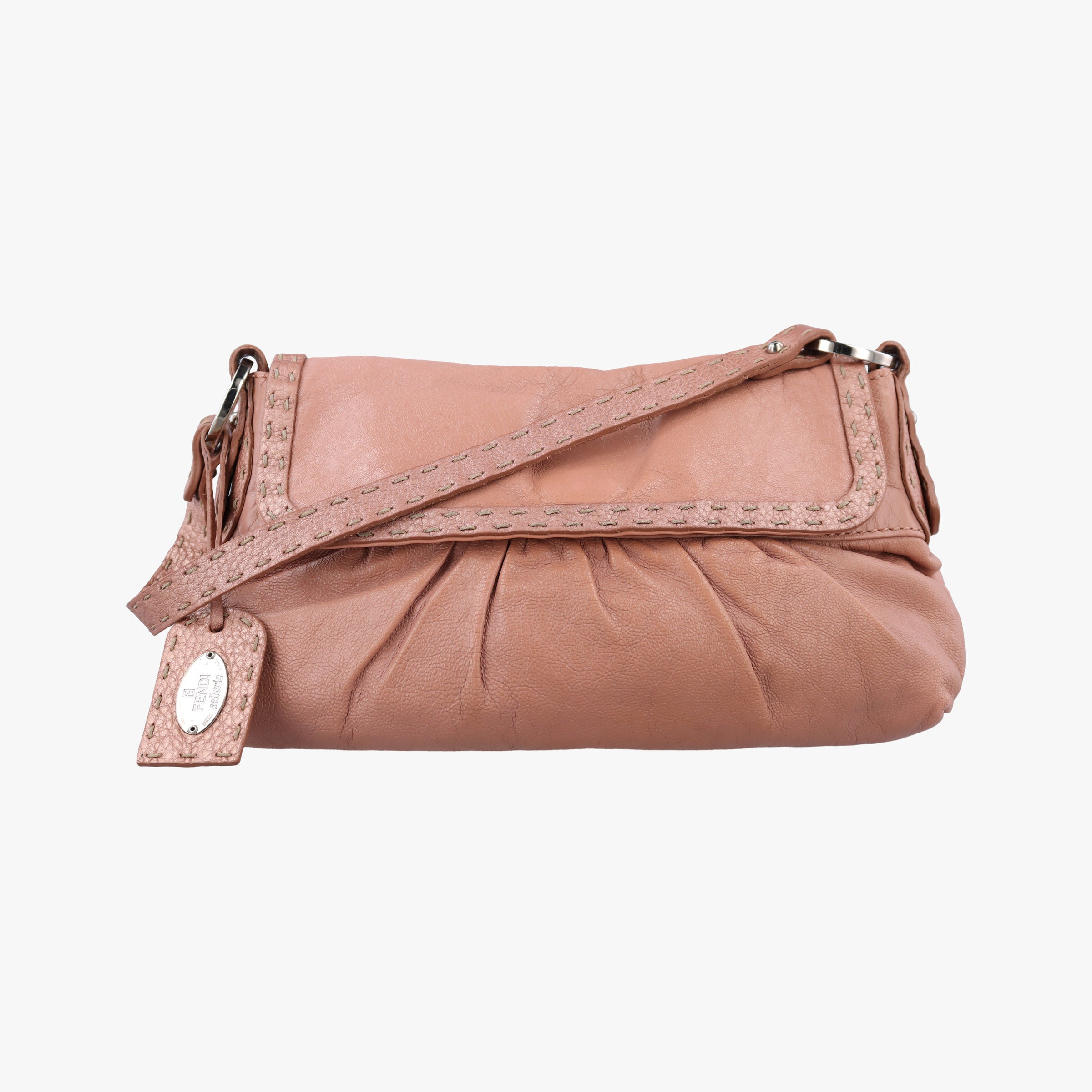 Vintage Fendi selleria flap Pink Leather 8BR356 shoulderbag | stylenewstar