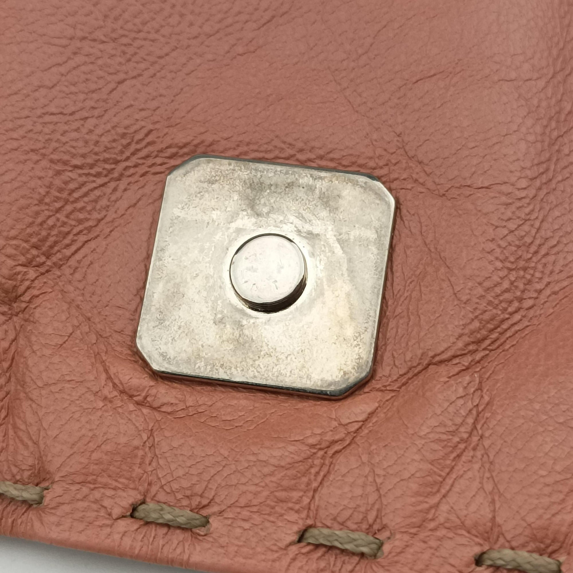 Vintage Fendi selleria flap Pink Leather 8BR356 shoulderbag | stylenewstar