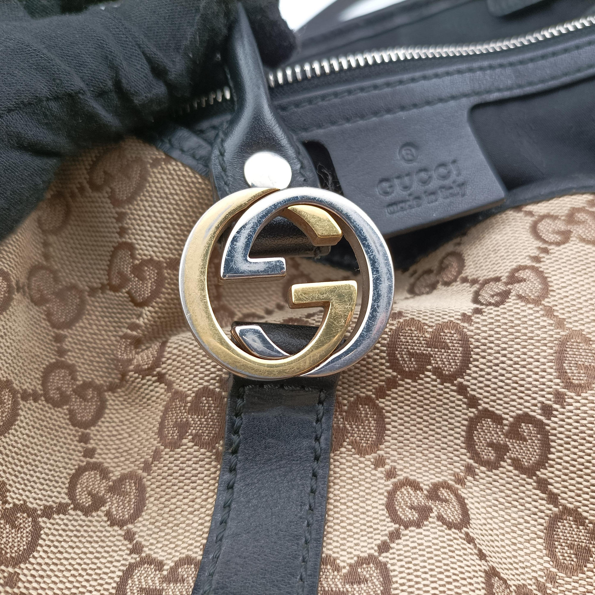 Secondhand Gucci GG Canvas GG Twins Beige × Black Canvas×Leather 232957 handbag | stylenewstar