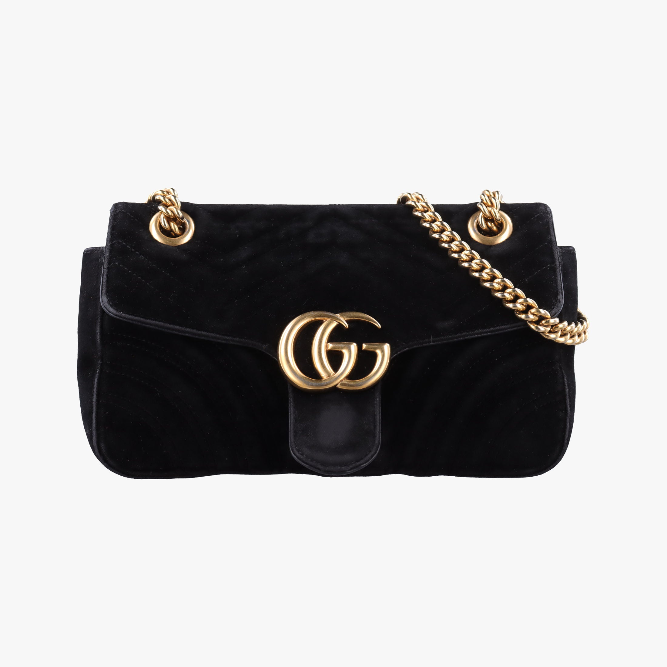 Pre-owned Gucci GG Marmont Black velour 443497 shoulderbag | stylenewstar