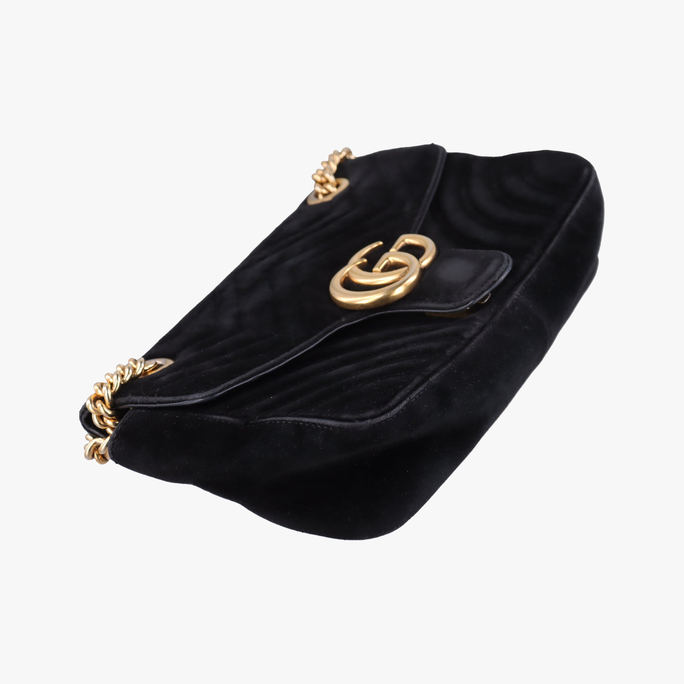 Pre-owned Gucci GG Marmont Black velour 443497 shoulderbag | stylenewstar