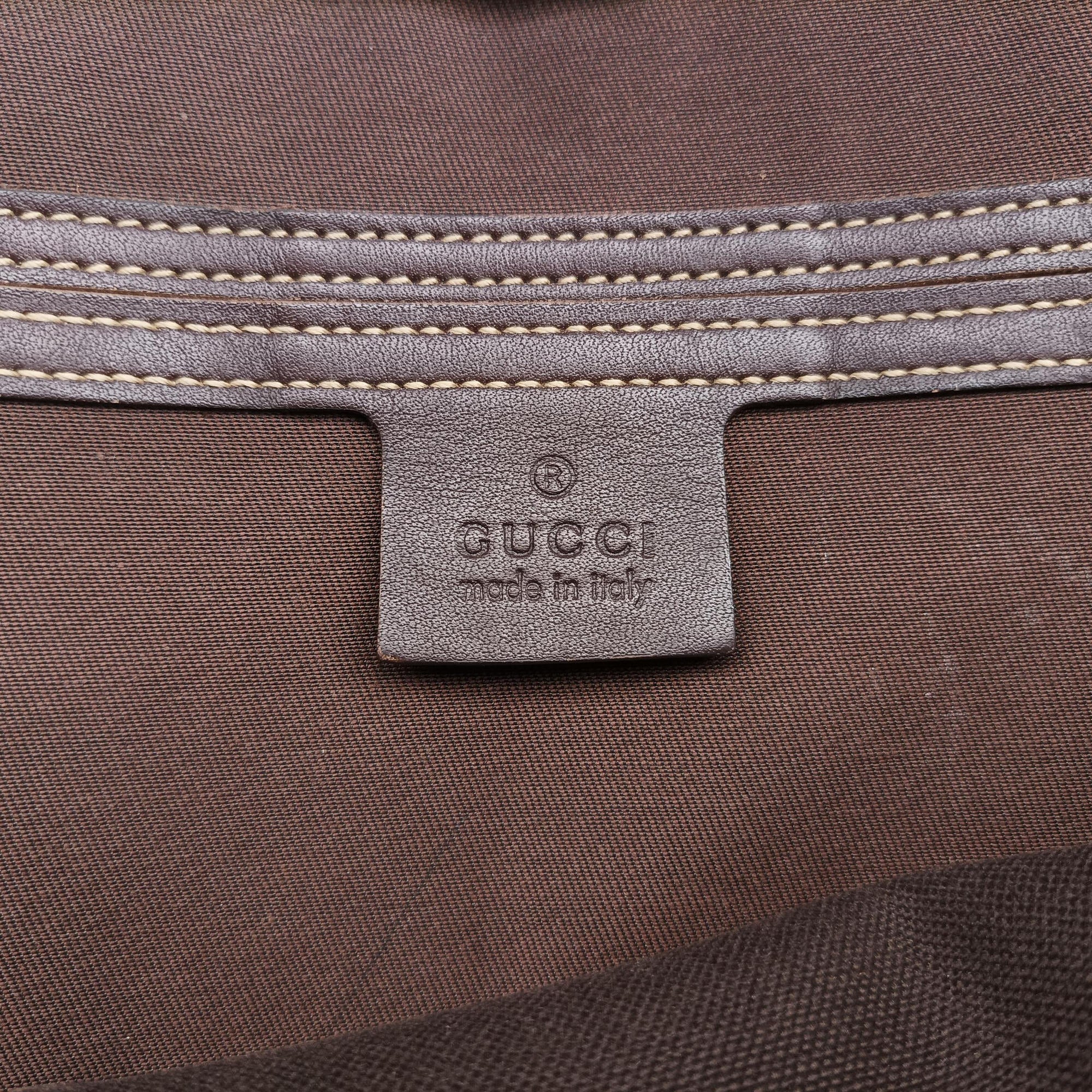 Pre-owned Gucci GG plus GG Supreme Briefcase Brown PVC coated canvasxLeather 201480 handbag | stylenewstar