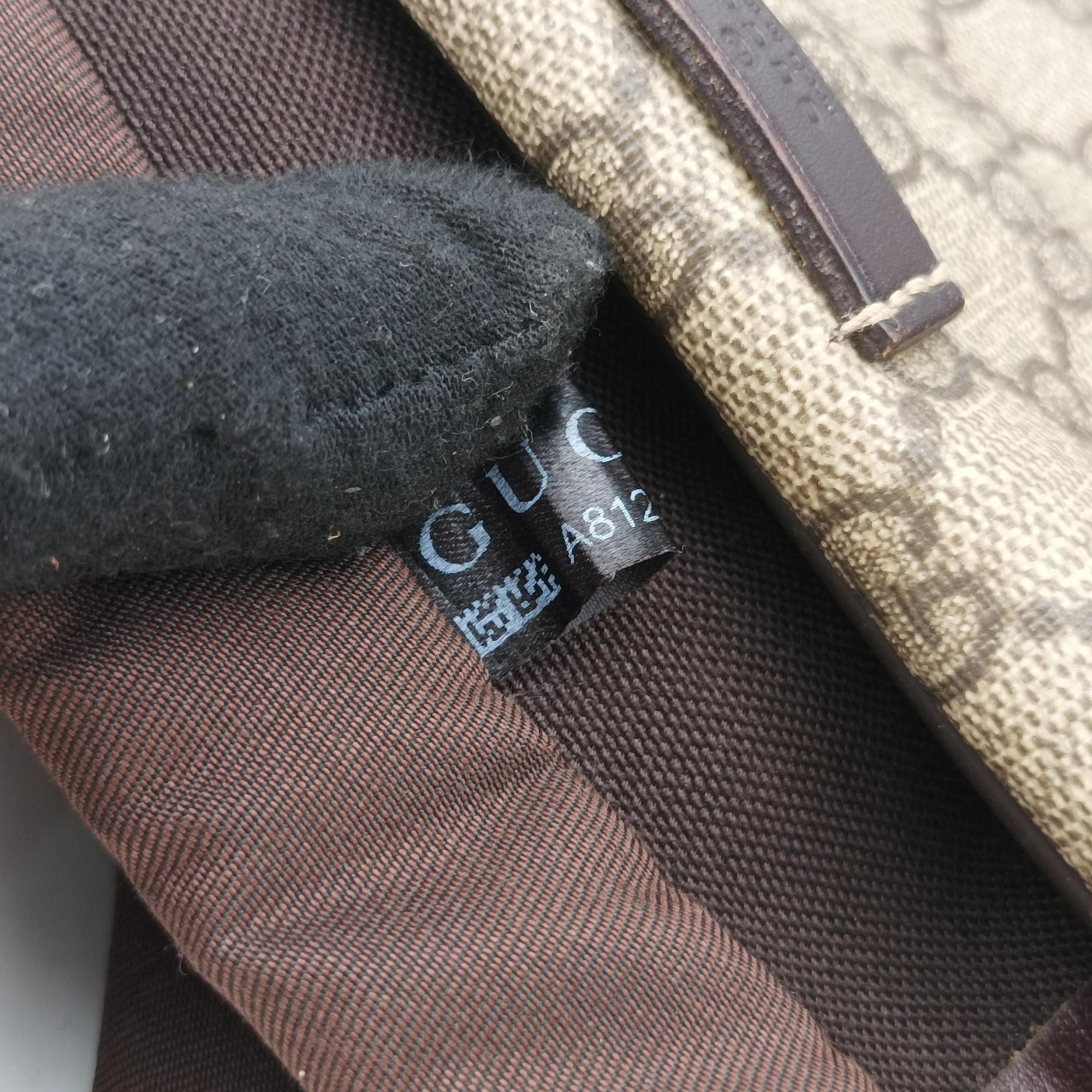 Pre-owned Gucci GG plus GG Supreme Briefcase Brown PVC coated canvasxLeather 201480 handbag | stylenewstar