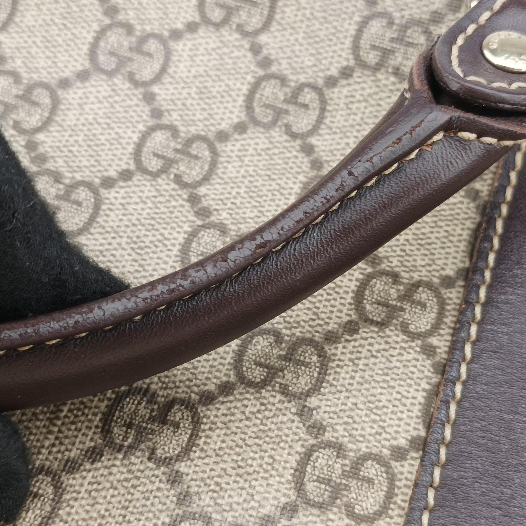 Pre-owned Gucci GG plus GG Supreme Briefcase Brown PVC coated canvasxLeather 201480 handbag | stylenewstar
