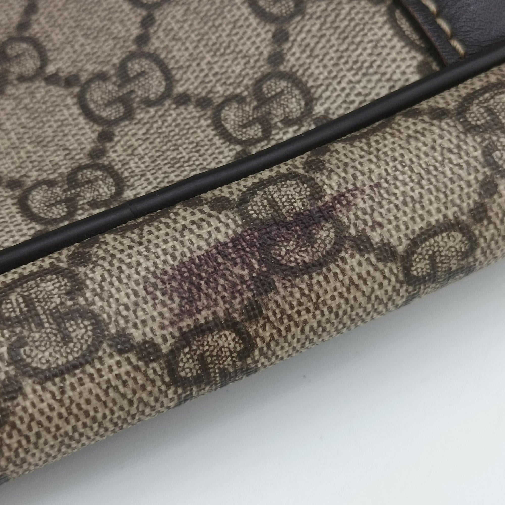 Pre-owned Gucci GG plus GG Supreme Briefcase Brown PVC coated canvasxLeather 201480 handbag | stylenewstar