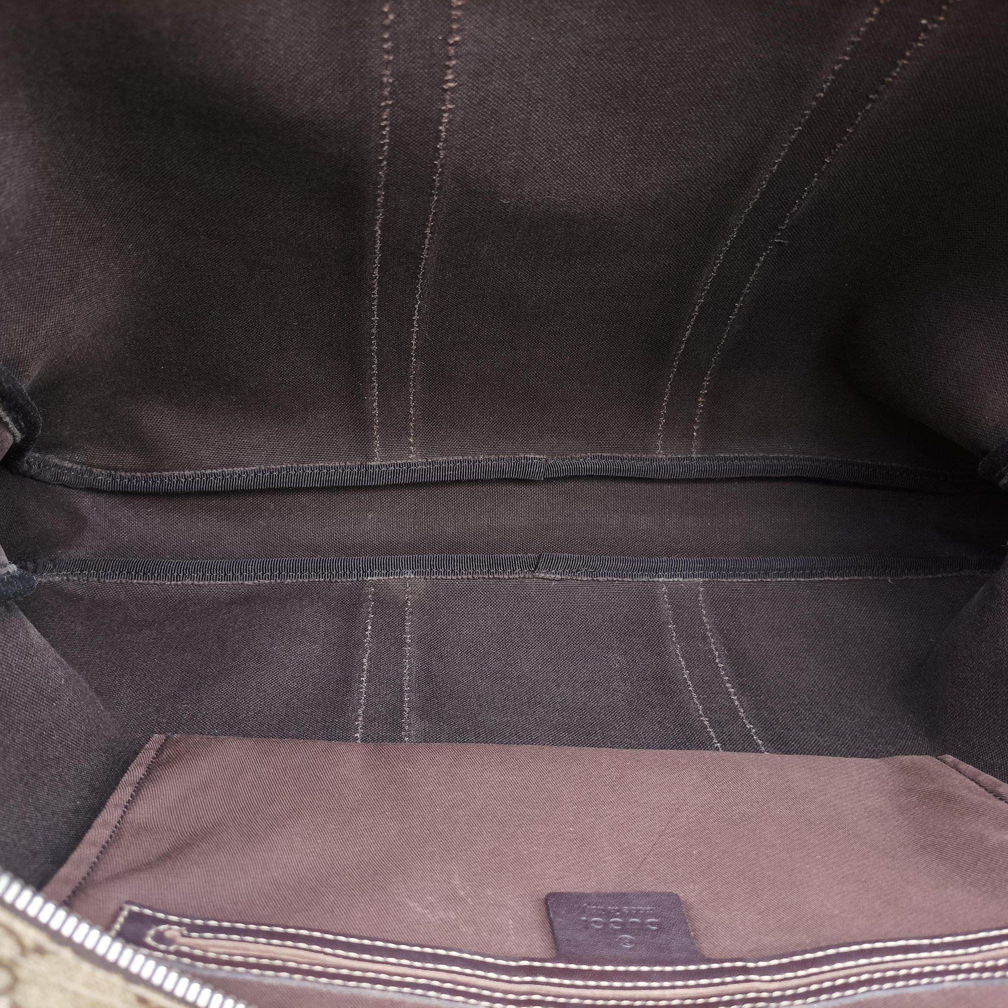 Pre-owned Gucci GG plus GG Supreme Briefcase Brown PVC coated canvasxLeather 201480 handbag | stylenewstar