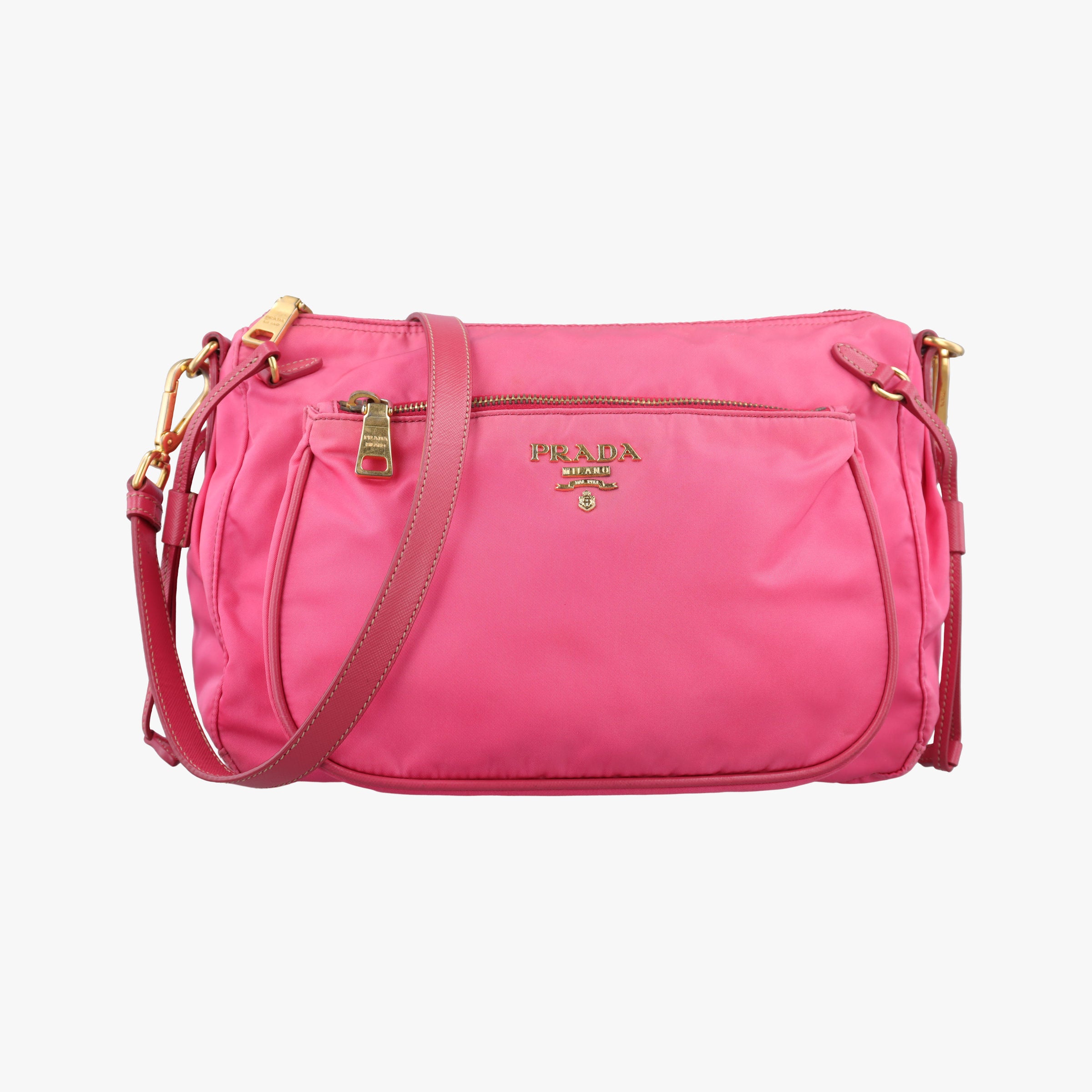 Pre-owned Prada Tessuto Ibisco Nylon × Saffiano Leather BT0689 shoulderbag | stylenewstar