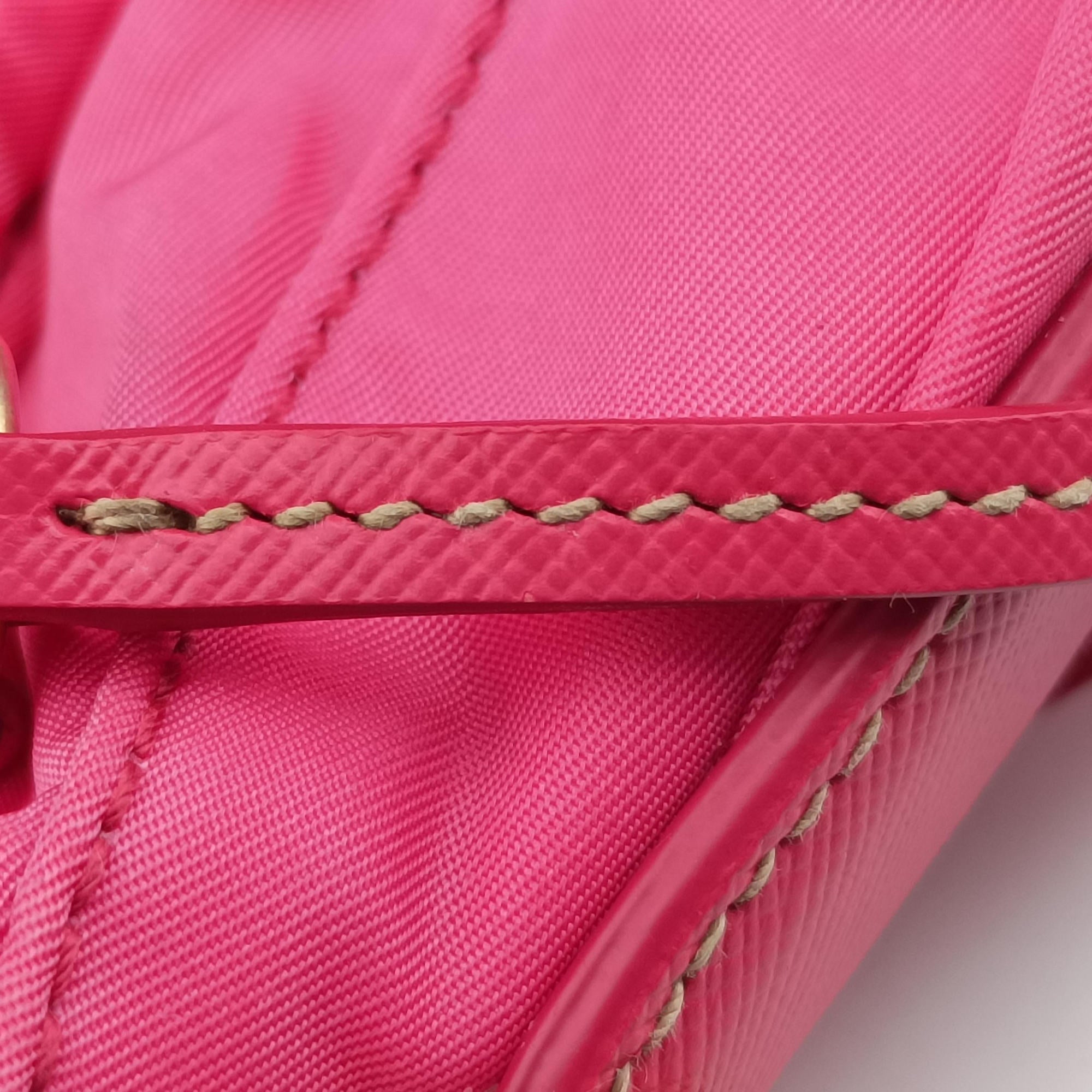 Pre-owned Prada Tessuto Ibisco Nylon × Saffiano Leather BT0689 shoulderbag | stylenewstar