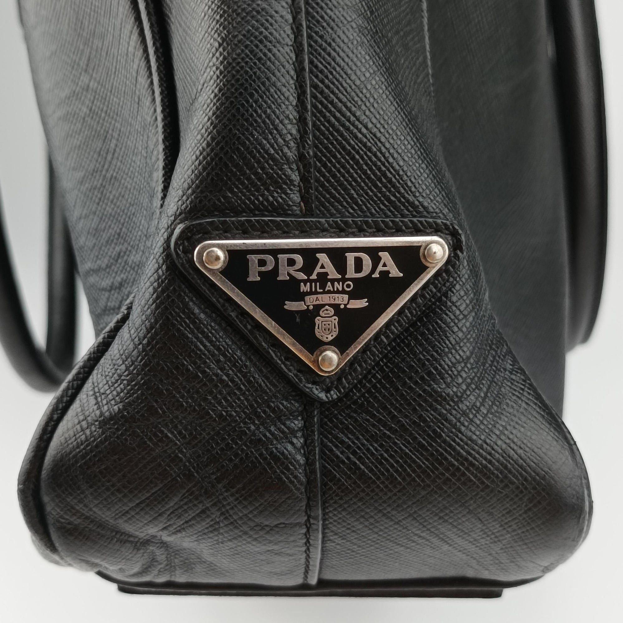 Pre-owned Prada business bag briefcase Black SAFFIANO Leather 2VE363 handbag | stylenewstar