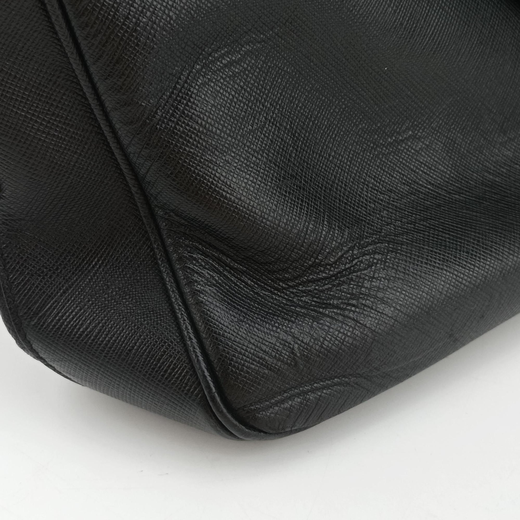 Pre-owned Prada business bag briefcase Black SAFFIANO Leather 2VE363 handbag | stylenewstar