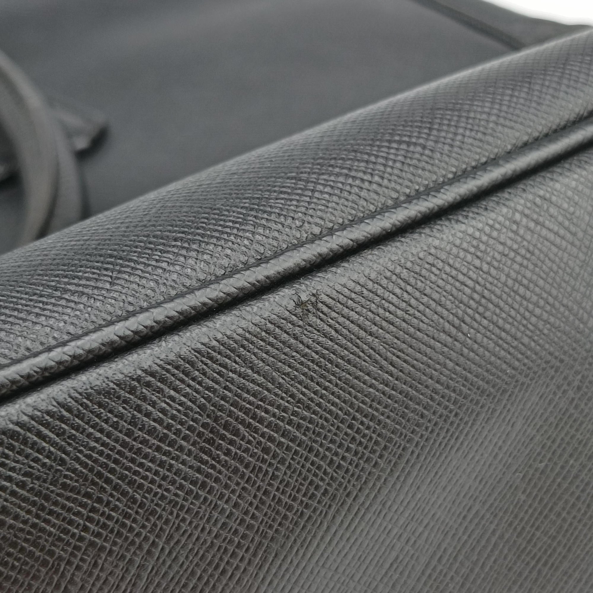 Pre-owned Prada business bag briefcase Black SAFFIANO Leather 2VE363 handbag | stylenewstar