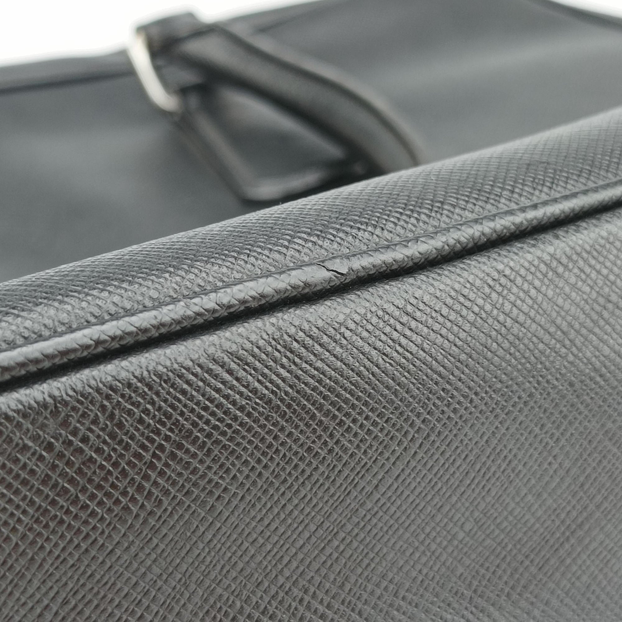 Pre-owned Prada business bag briefcase Black SAFFIANO Leather 2VE363 handbag | stylenewstar