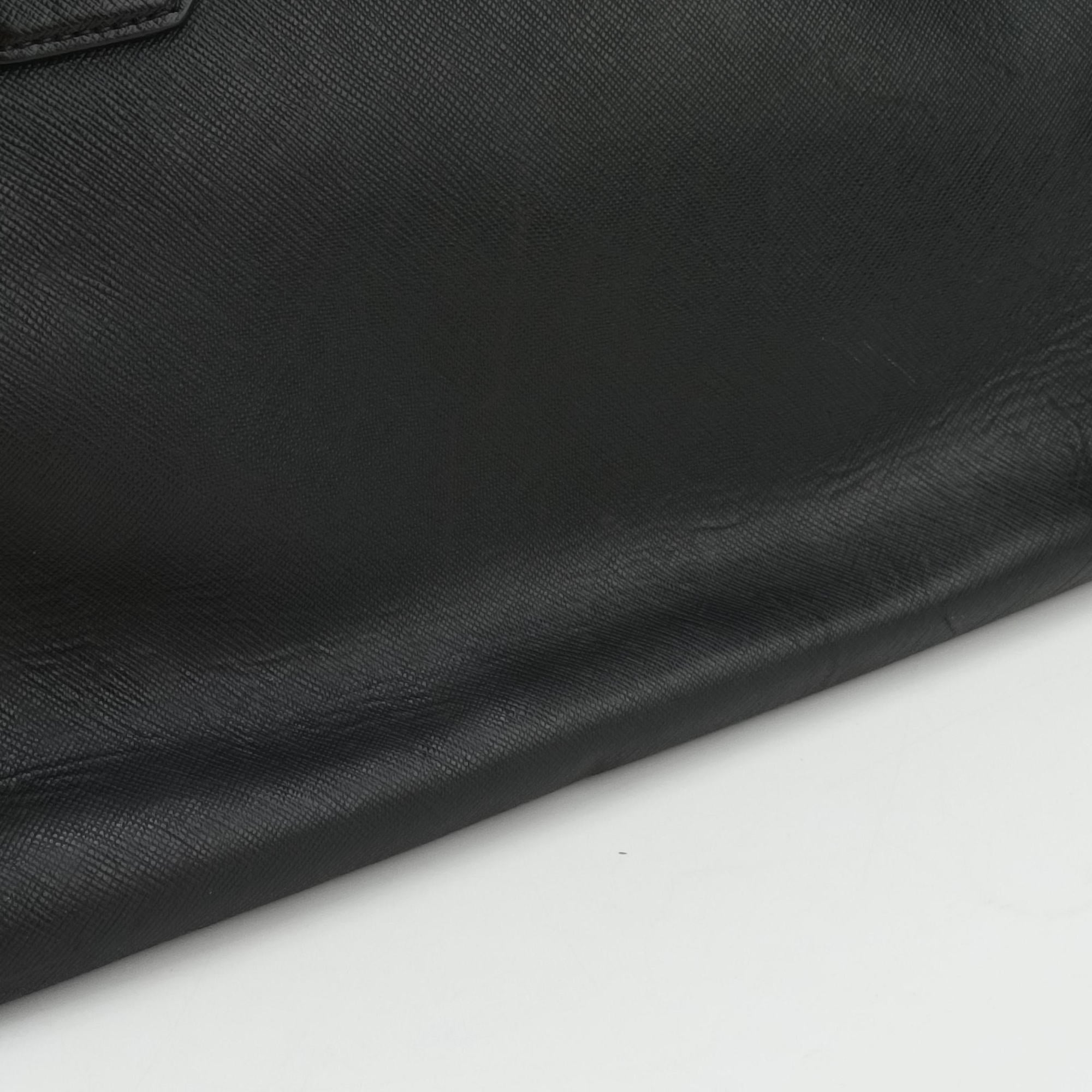 Pre-owned Prada business bag briefcase Black SAFFIANO Leather 2VE363 handbag | stylenewstar