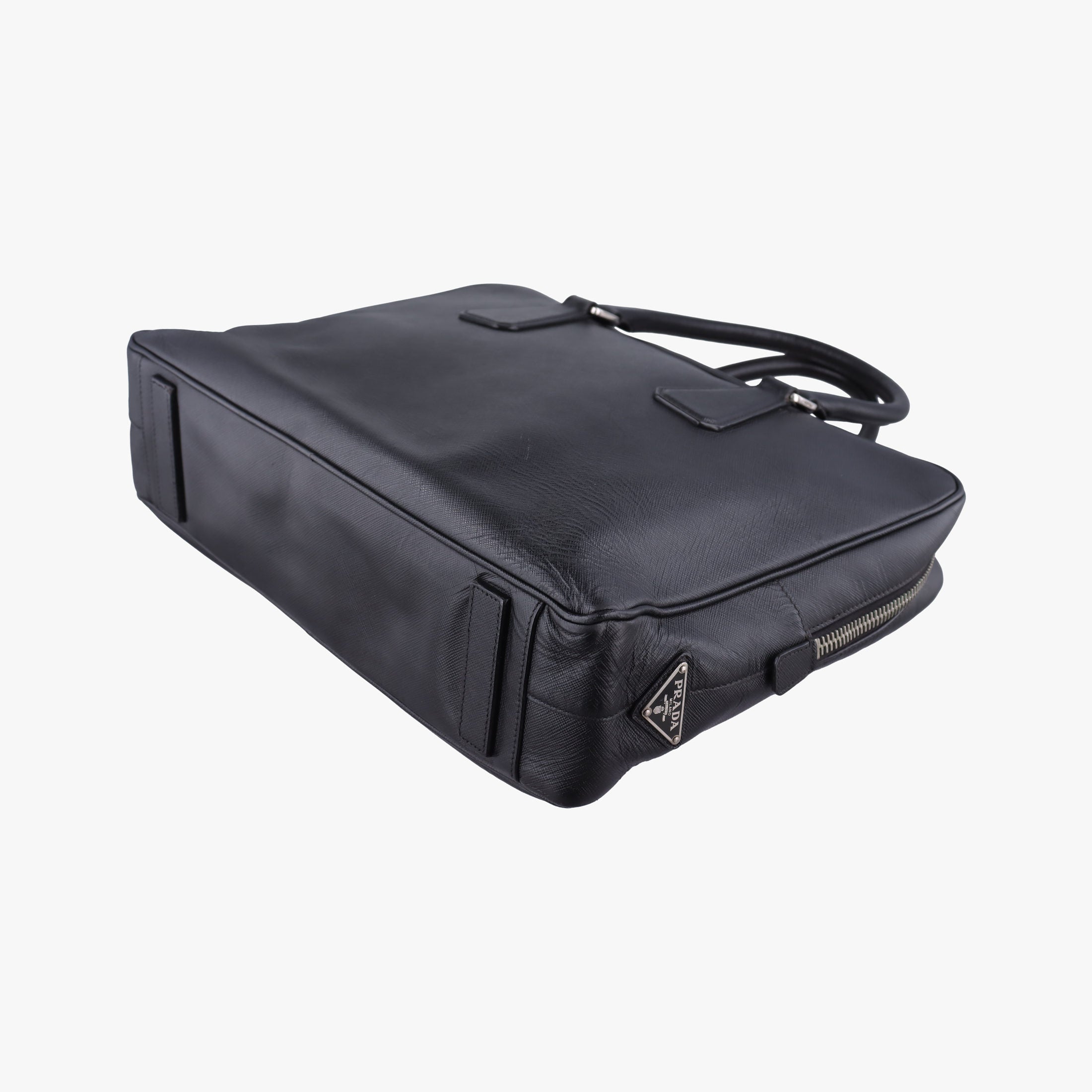 Pre-owned Prada business bag briefcase Black SAFFIANO Leather 2VE363 handbag | stylenewstar