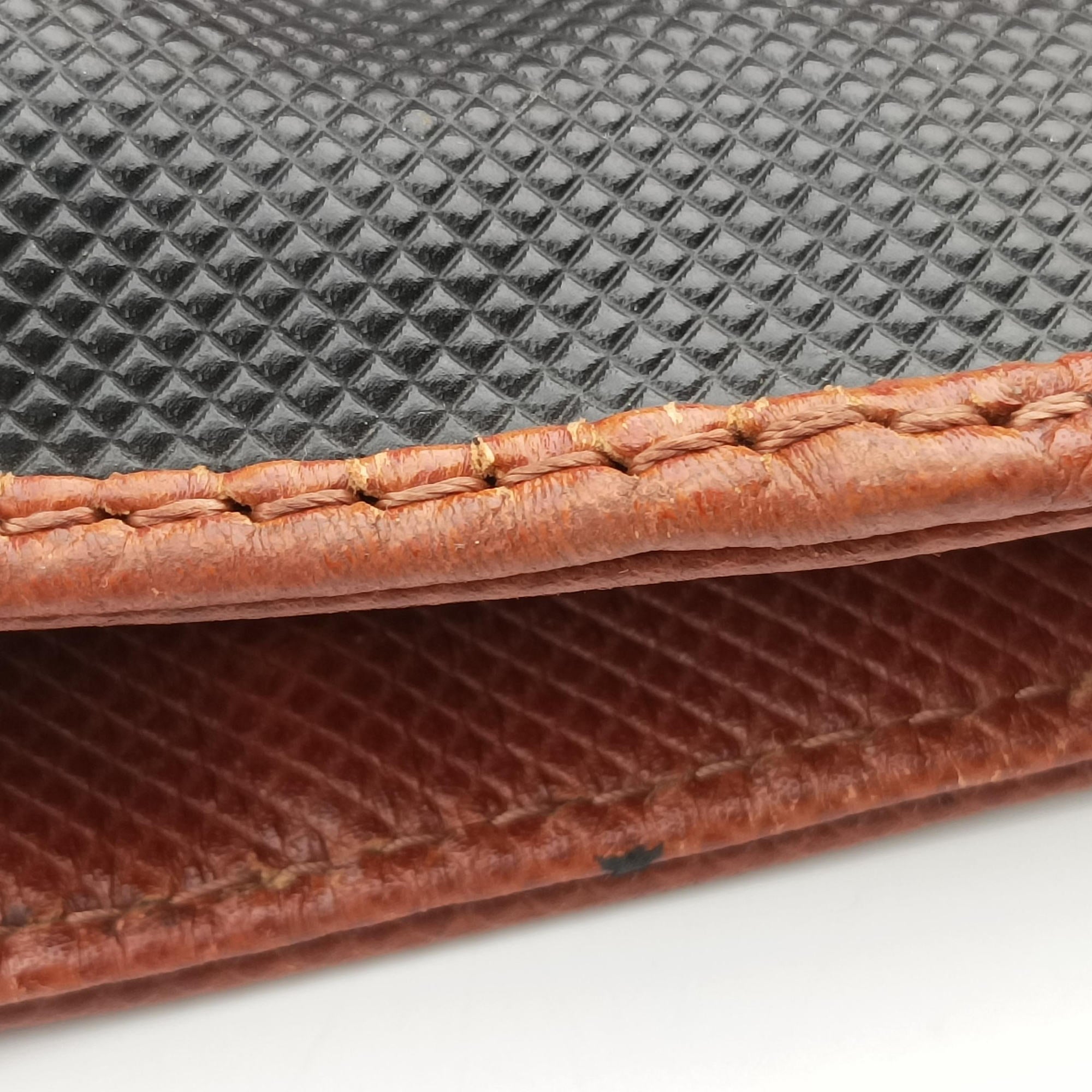 Vintage Bottega Veneta Marco Polo Jet Black × Caramel Brown PVC Coated Canvas × Calfskin  handbag | stylenewstar