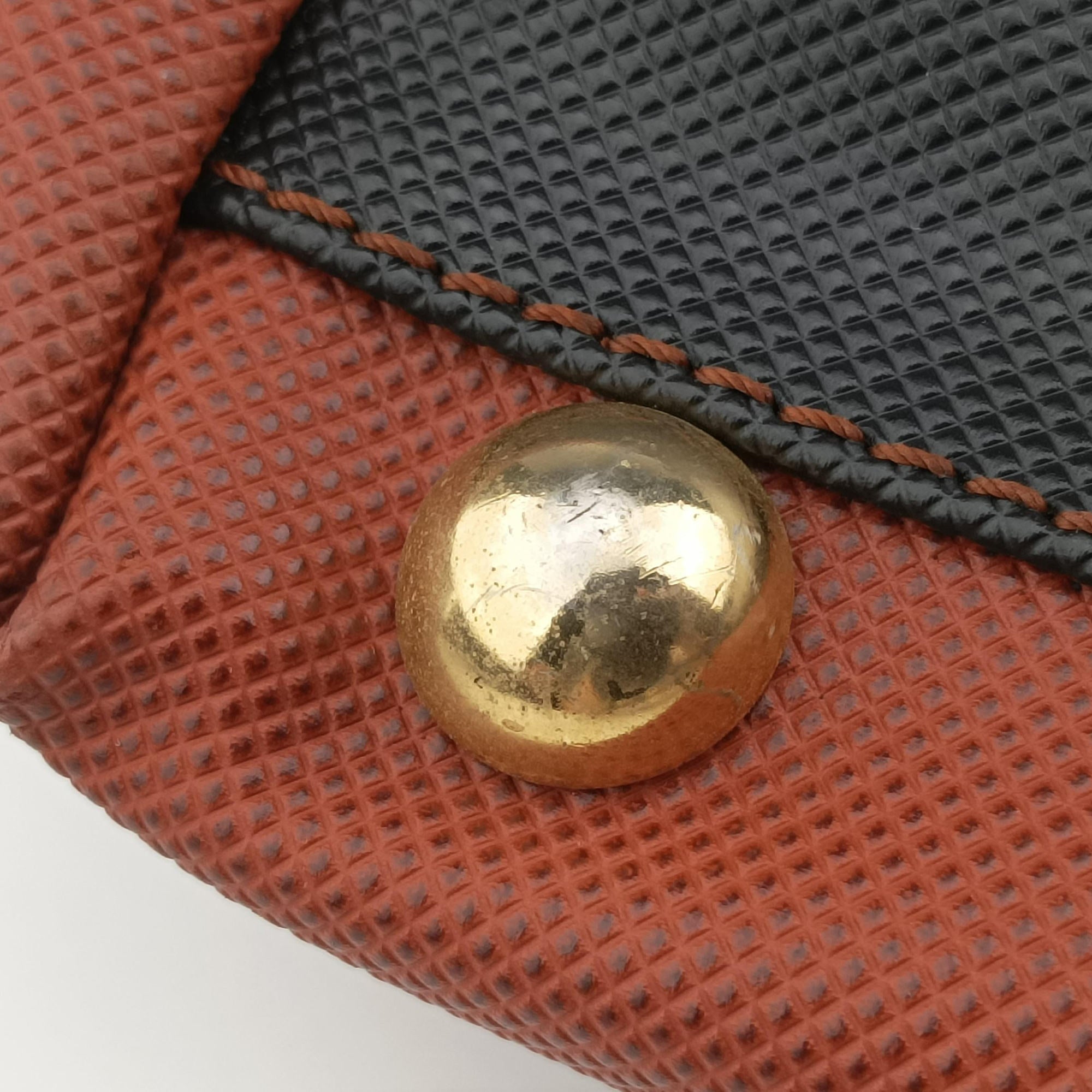 Vintage Bottega Veneta Marco Polo Jet Black × Caramel Brown PVC Coated Canvas × Calfskin  handbag | stylenewstar