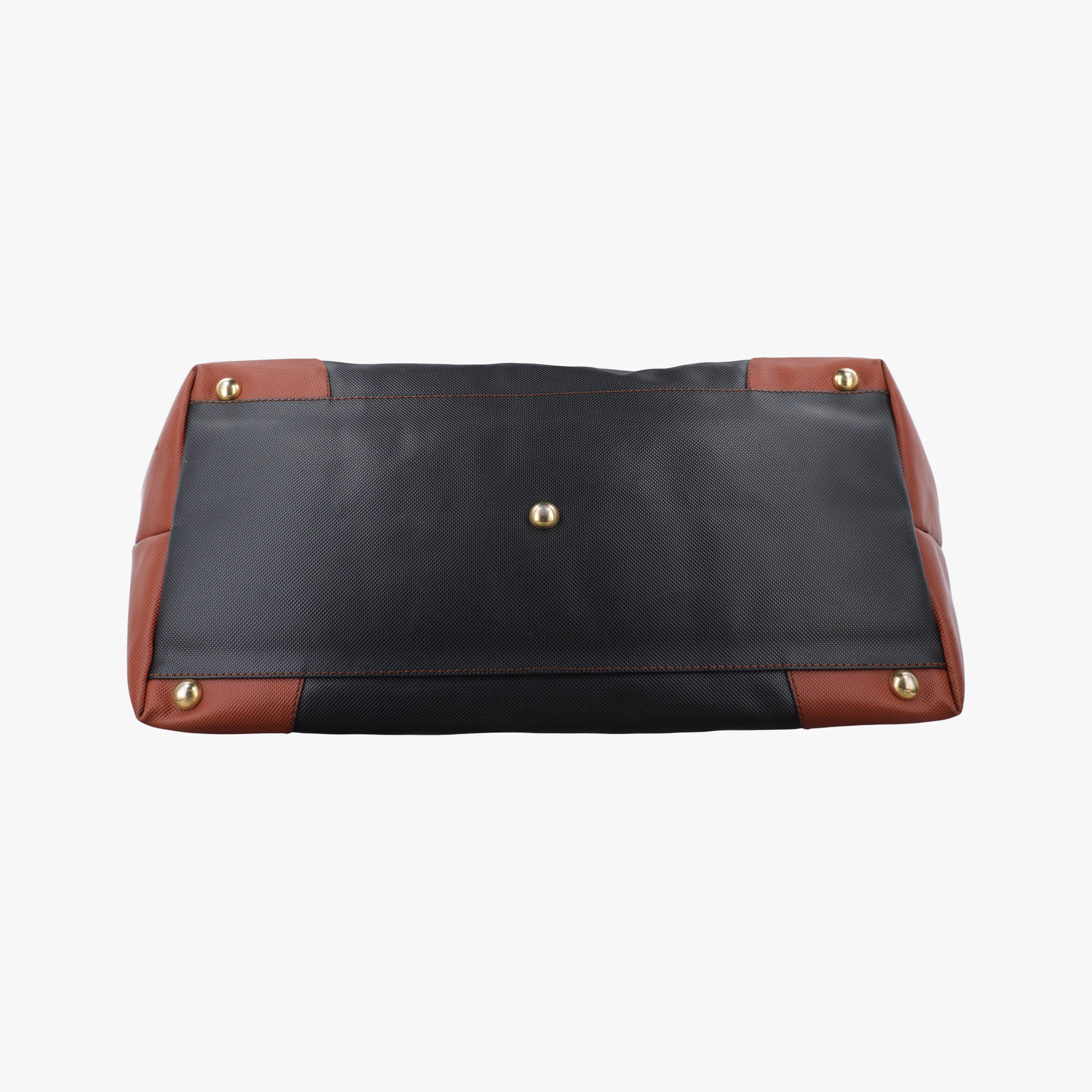 Vintage Bottega Veneta Marco Polo Jet Black × Caramel Brown PVC Coated Canvas × Calfskin  handbag | stylenewstar