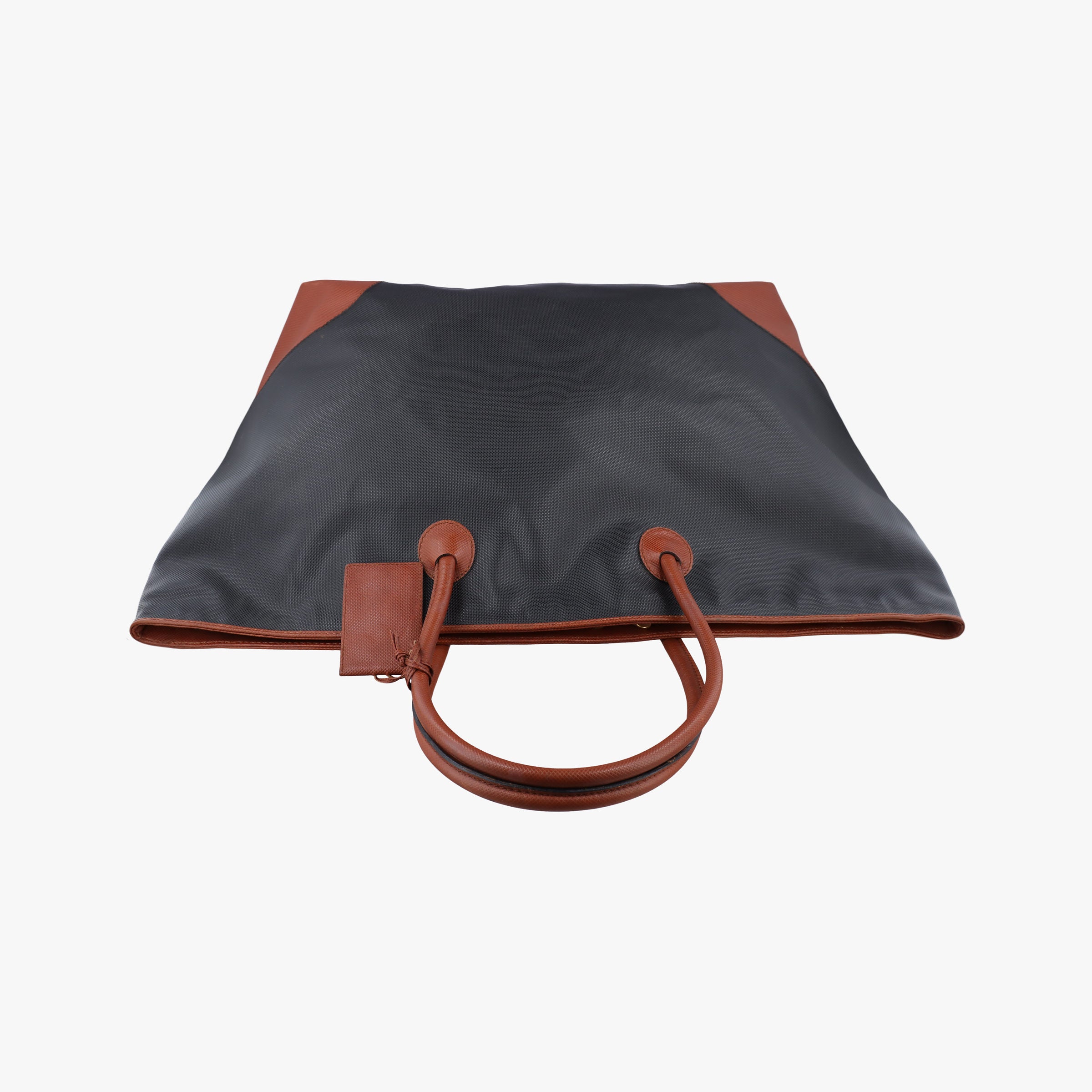 Vintage Bottega Veneta Marco Polo Jet Black × Caramel Brown PVC Coated Canvas × Calfskin  handbag | stylenewstar
